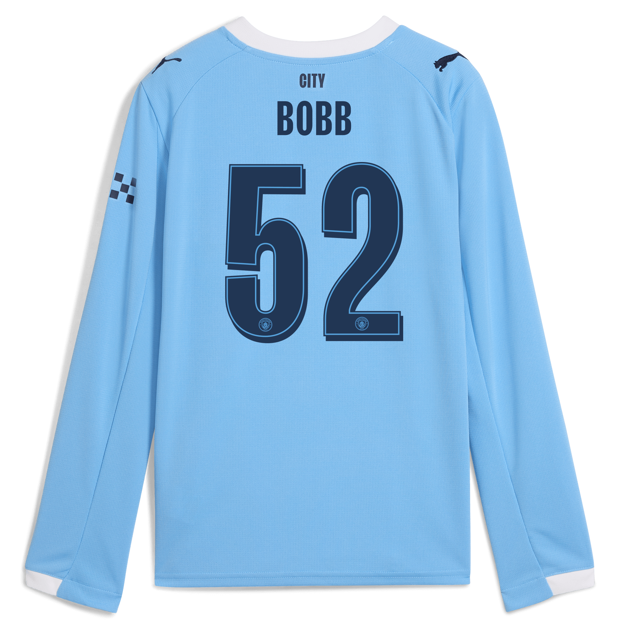 kids manchester city man city home jersey 202526 long sleeve with bobb 52 printing Manchester City Shirts | Official Team Gear