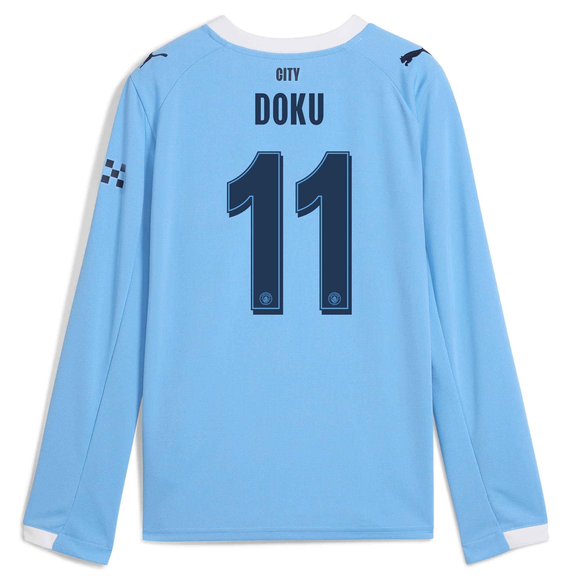 kids manchester city man city home jersey 202526 long sleeve with doku 11 printing Manchester City Shirts | Official Team Gear