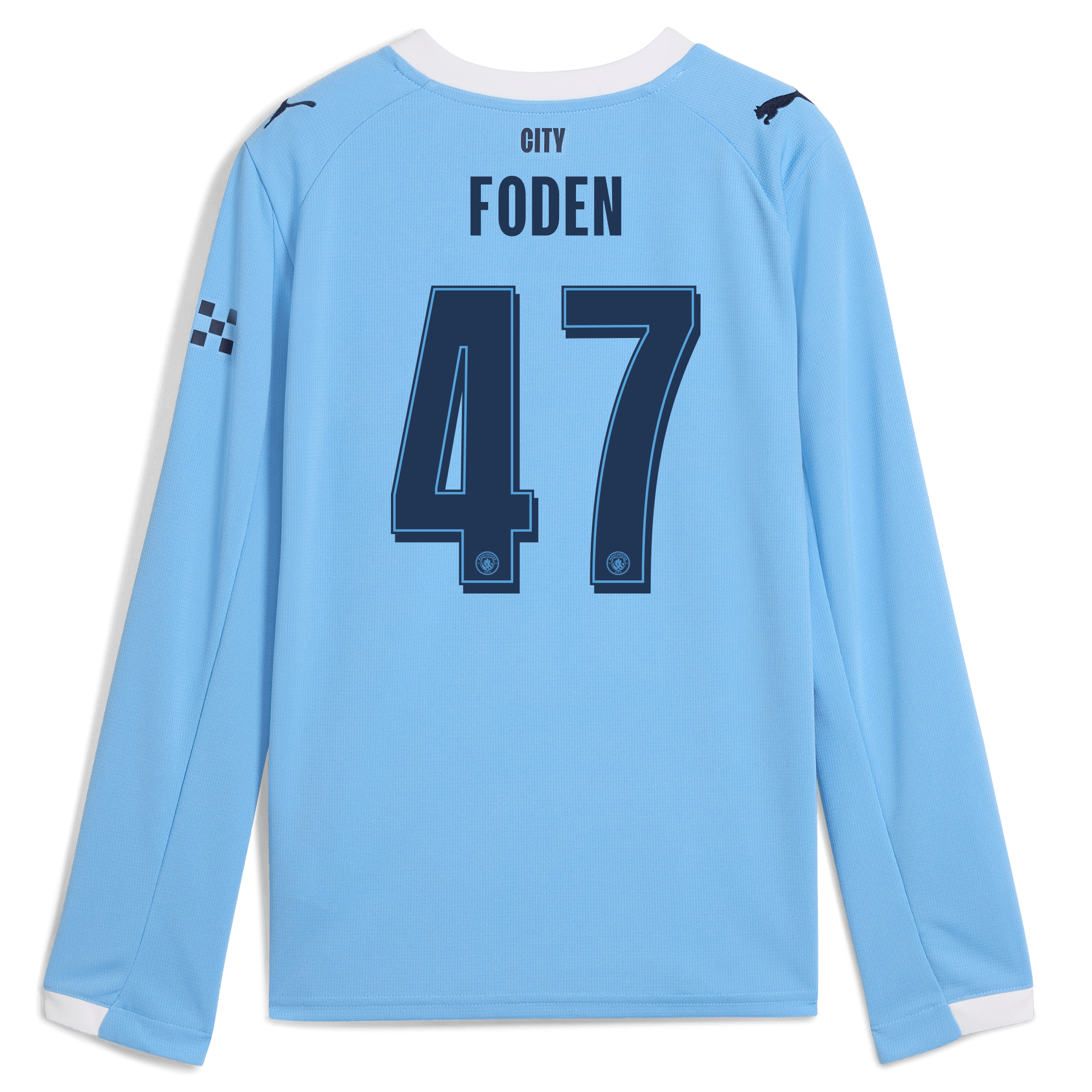kids manchester city man city home jersey 202526 long sleeve with foden 47 printing Manchester City Shirts | Official Team Gear