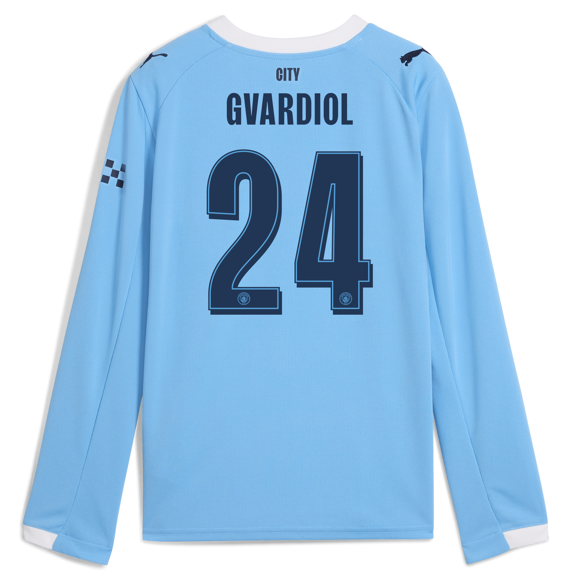 kids manchester city man city home jersey 202526 long sleeve with gvardiol 24 printing Manchester City Shirts | Official Team Gear