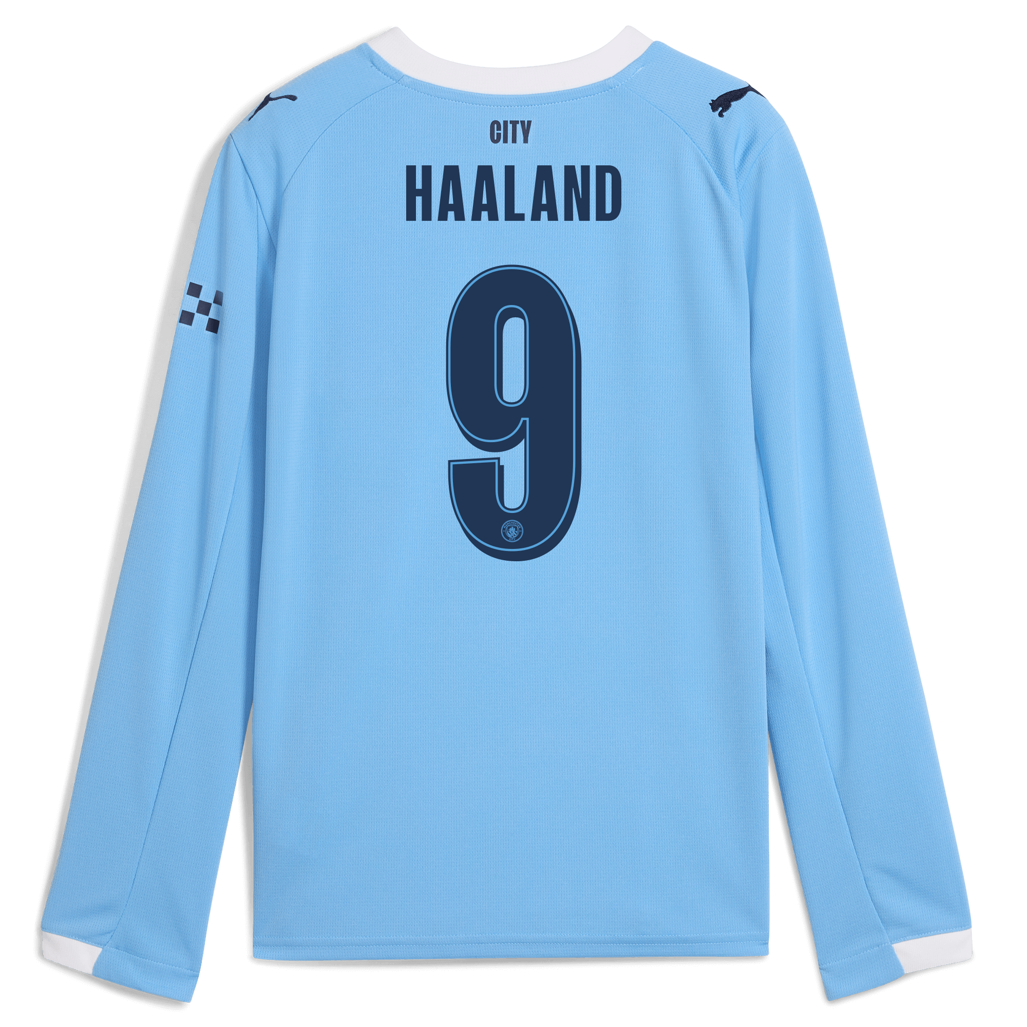 kids manchester city man city home jersey 202526 long sleeve with haaland 9 printing Manchester City Shirts | Official Team Gear