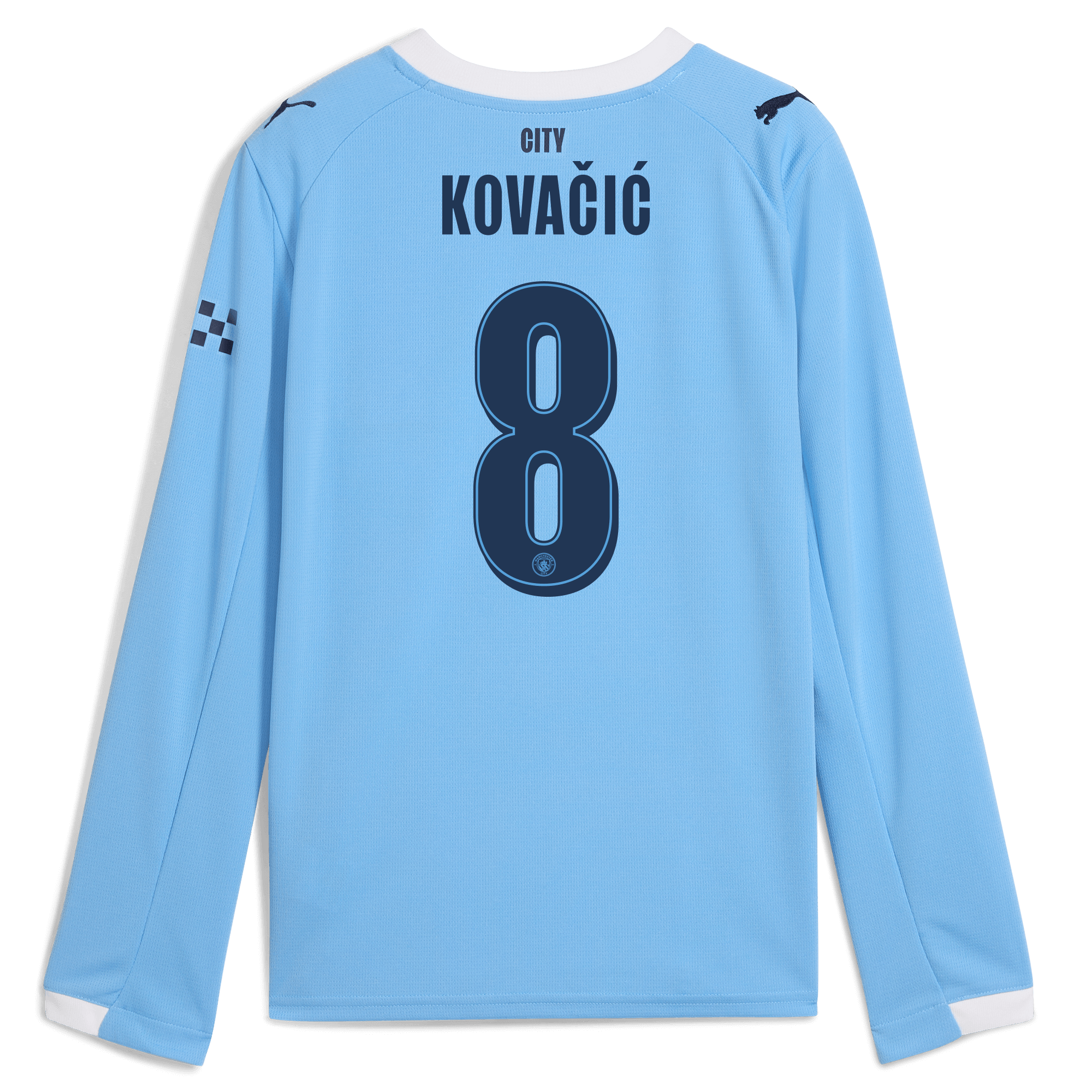 kids manchester city man city home jersey 202526 long sleeve with kovaČiĆ 8 printing Manchester City Shirts | Official Team Gear