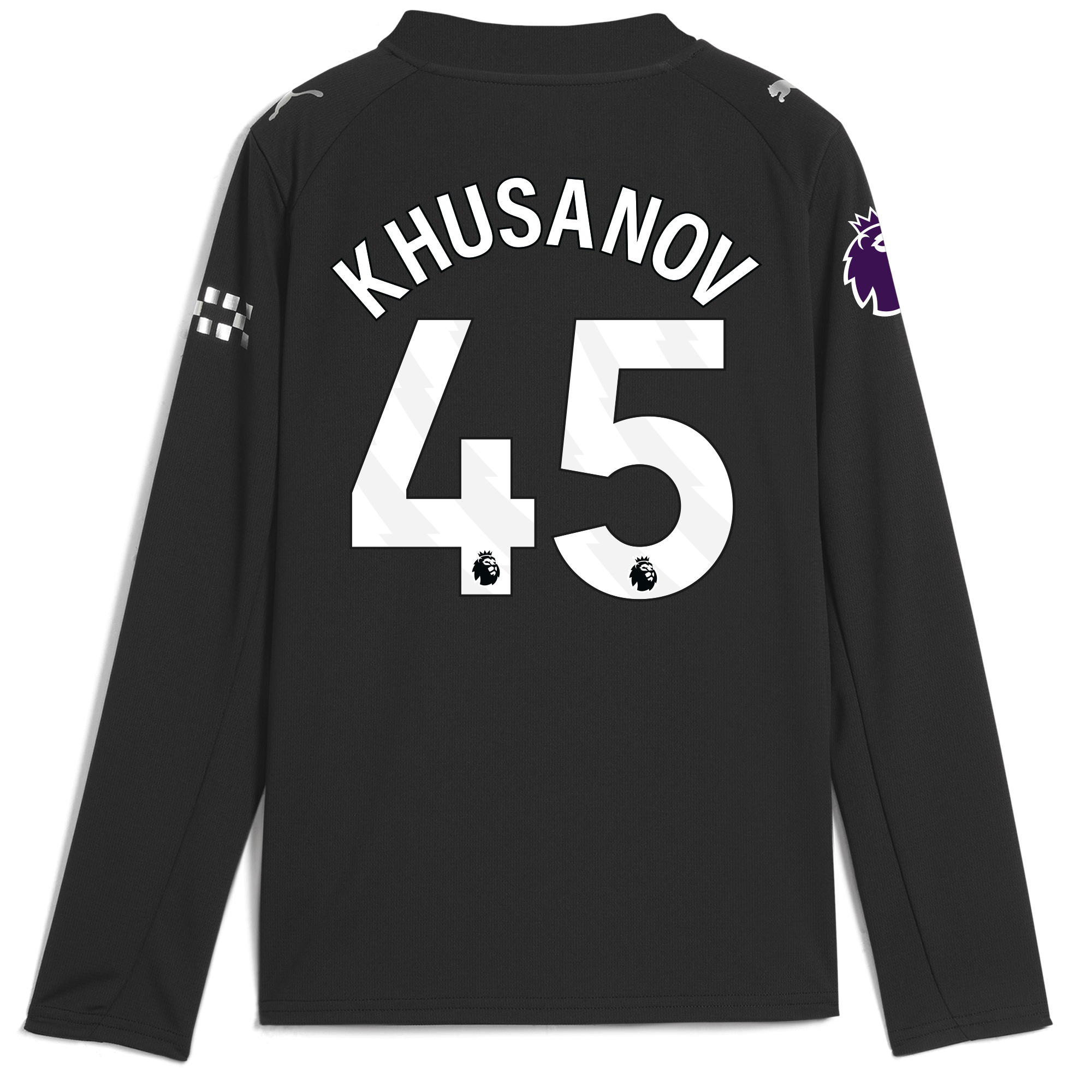 kids manchester city premier league away jersey 202526 long sleeve with khusanov 45 printing Manchester City Shirts | Official Team Gear
