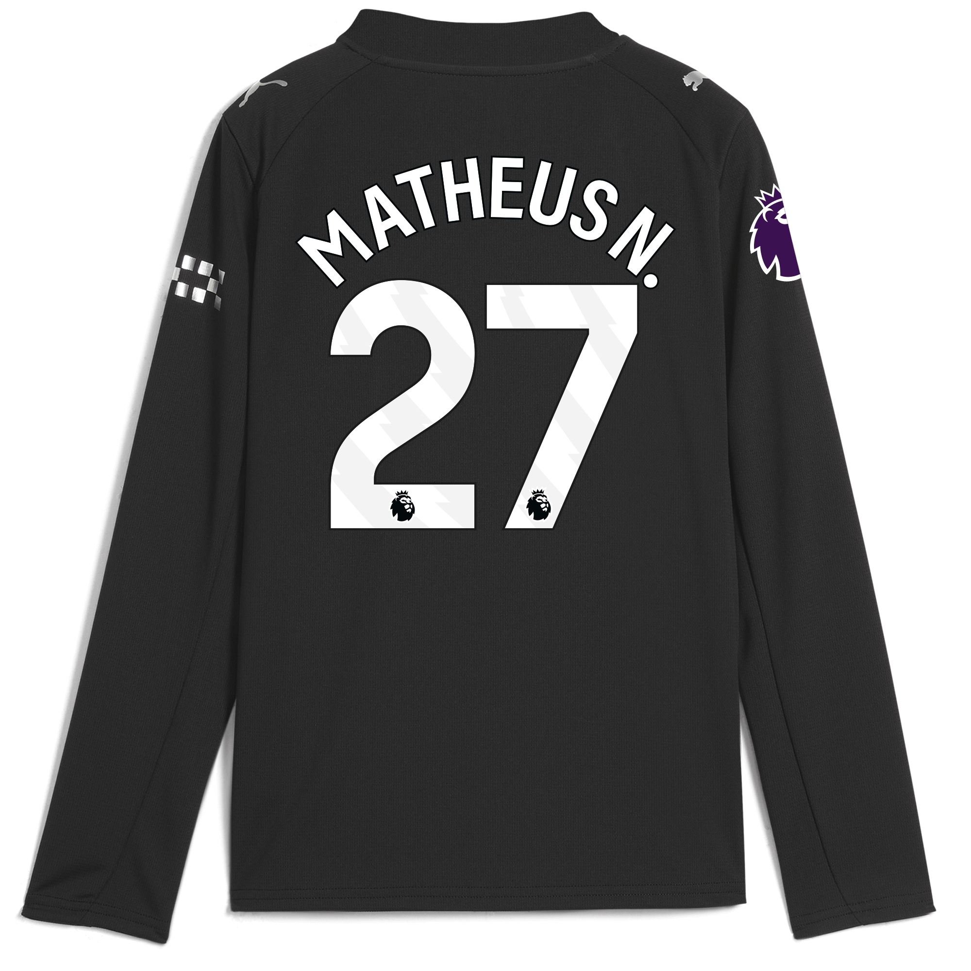 kids manchester city premier league away jersey 202526 long sleeve with matheus n. 27 printing Manchester City Shirts | Official Team Gear