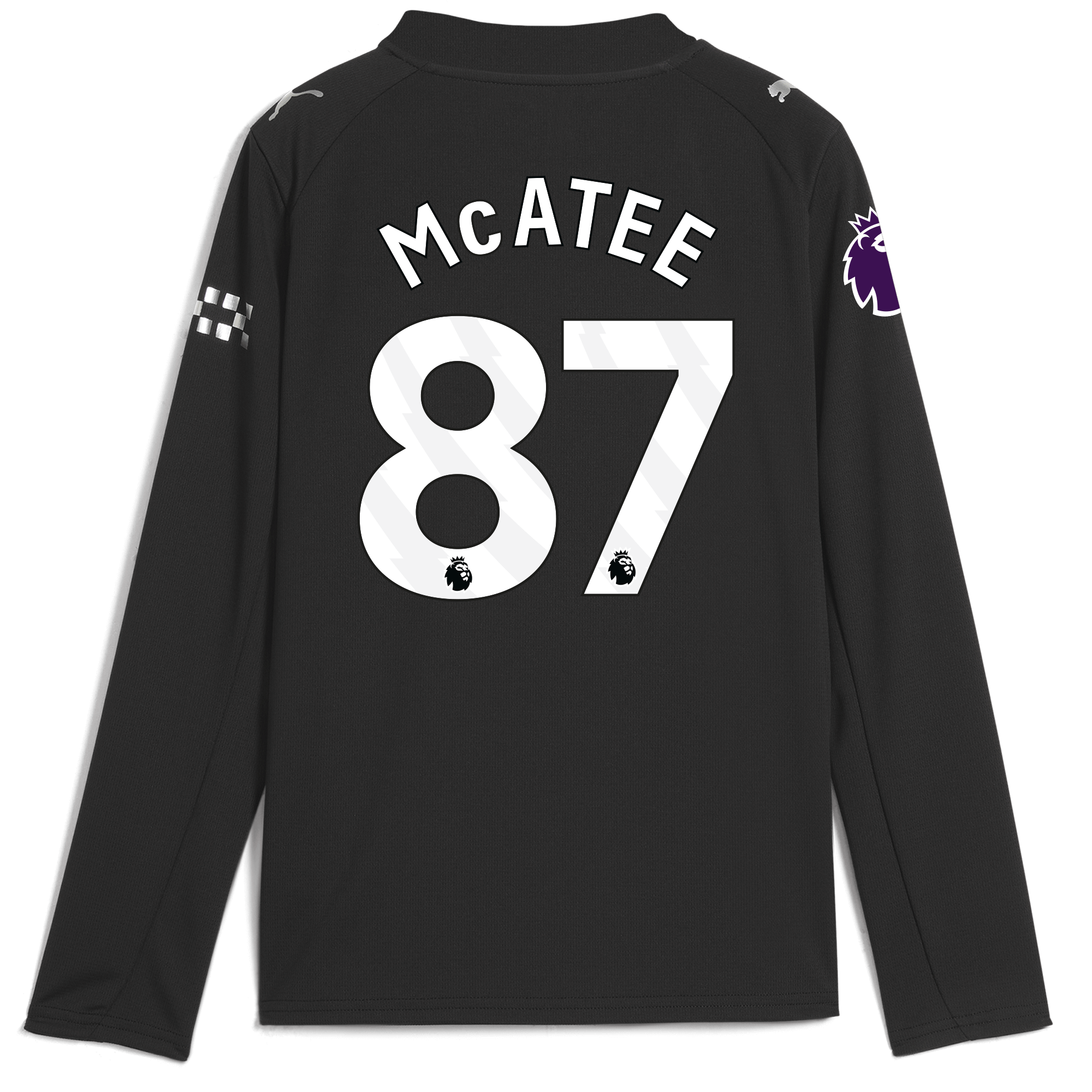 kids manchester city premier league away jersey 202526 long sleeve with mcatee 87 printing Manchester City Shirts | Official Team Gear