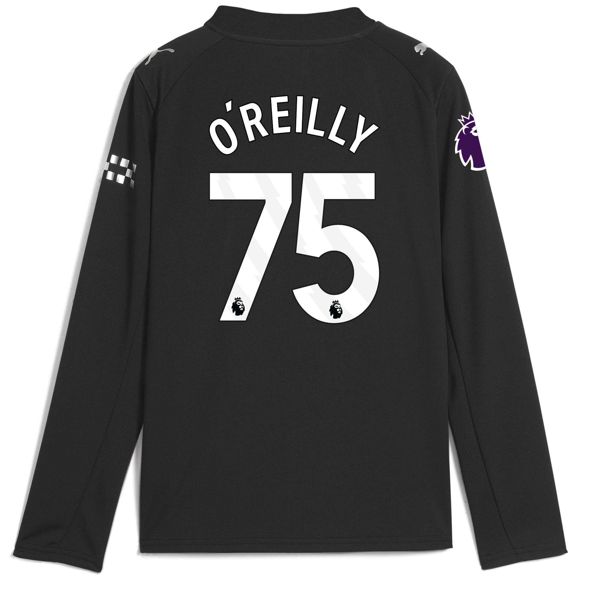 kids manchester city premier league away jersey 202526 long sleeve with oreilly 75 printing Manchester City Shirts | Official Team Gear