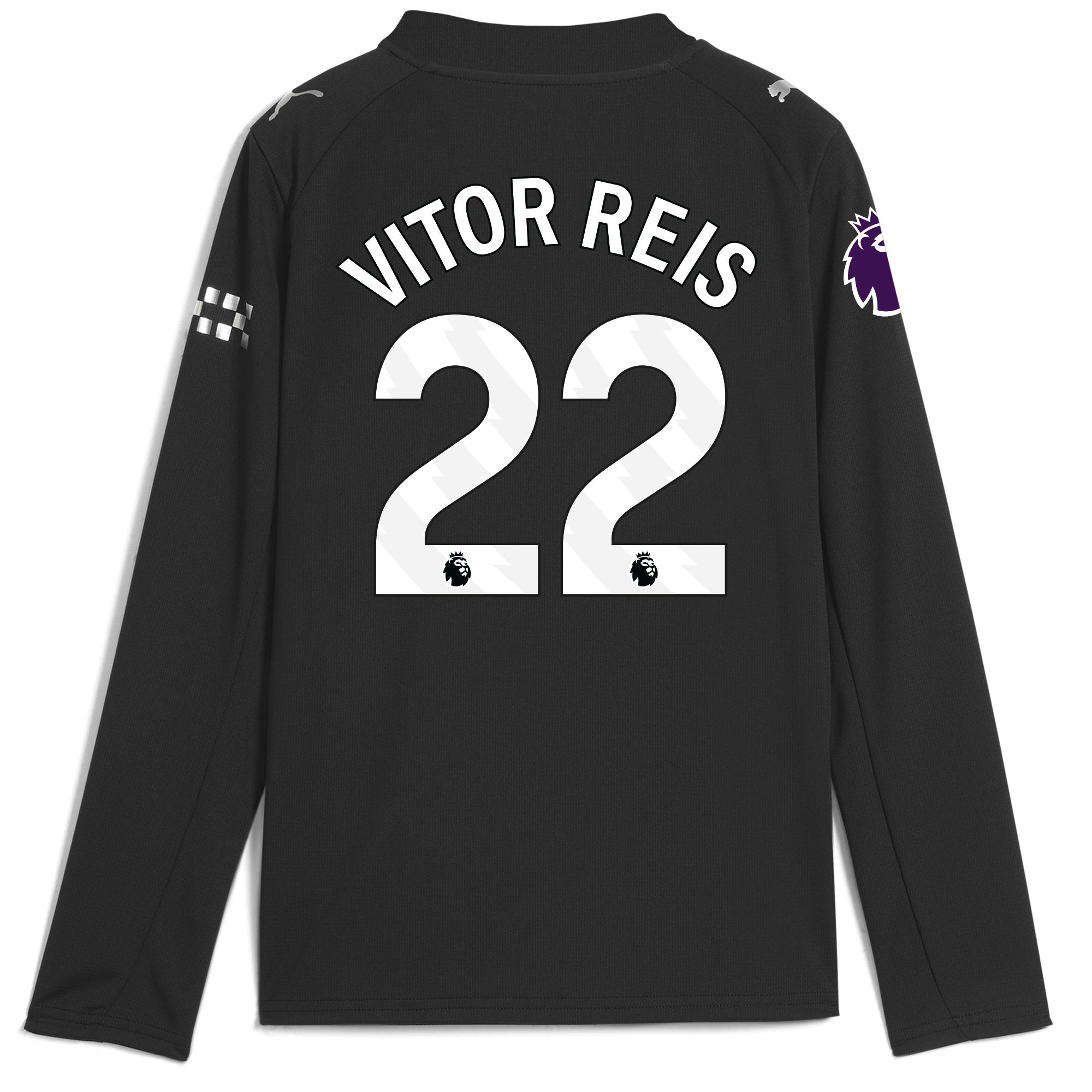 kids manchester city premier league away jersey 202526 long sleeve with vitor reis 22 printing Manchester City Shirts | Official Team Gear