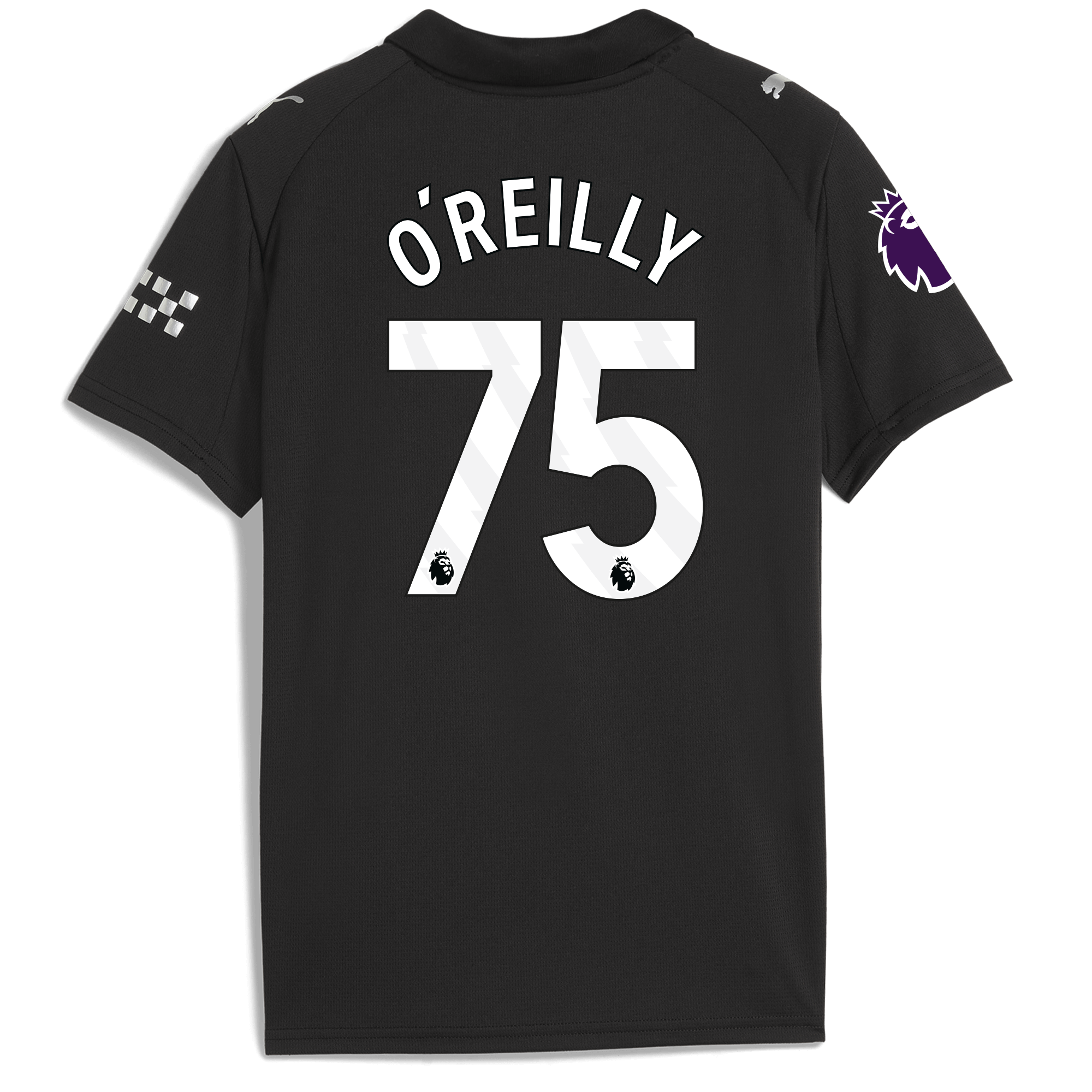 kids manchester city premier league away jersey 202526 with oreilly 75 printing Manchester City Shirts | Official Team Gear