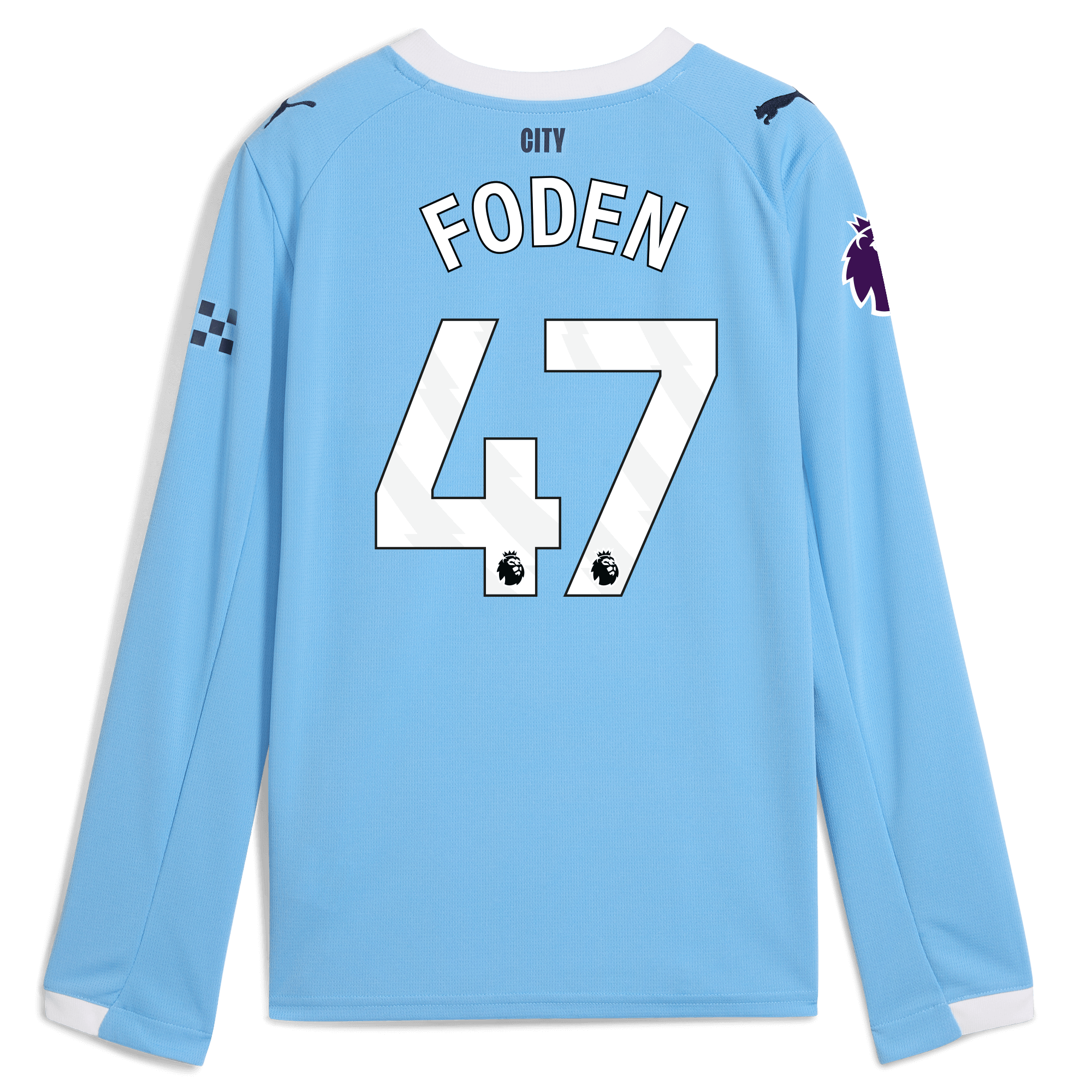 kids manchester city premier league home jersey 202526 long sleeve with foden 47 printing Manchester City Shirts | Official Team Gear
