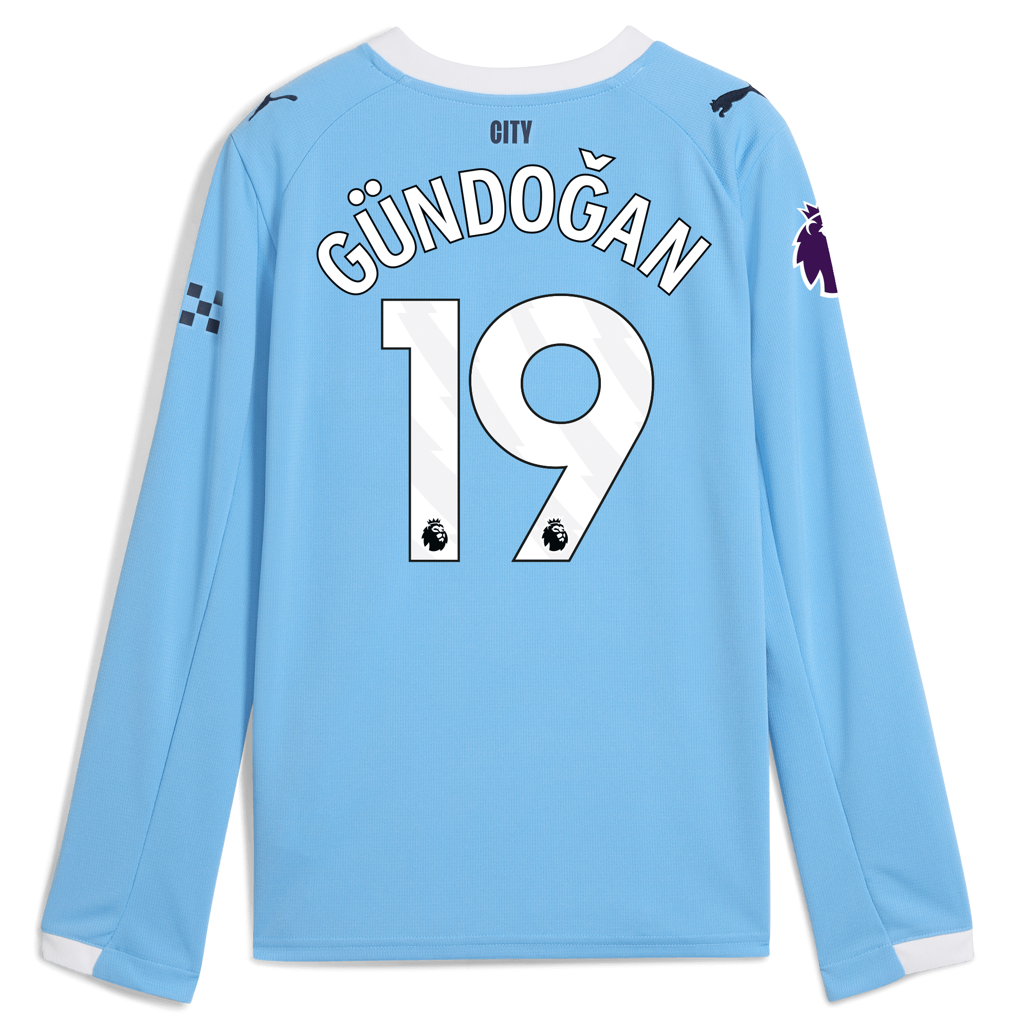 kids manchester city premier league home jersey 202526 long sleeve with gÜndoĞan 19 printing Manchester City Shirts | Official Team Gear