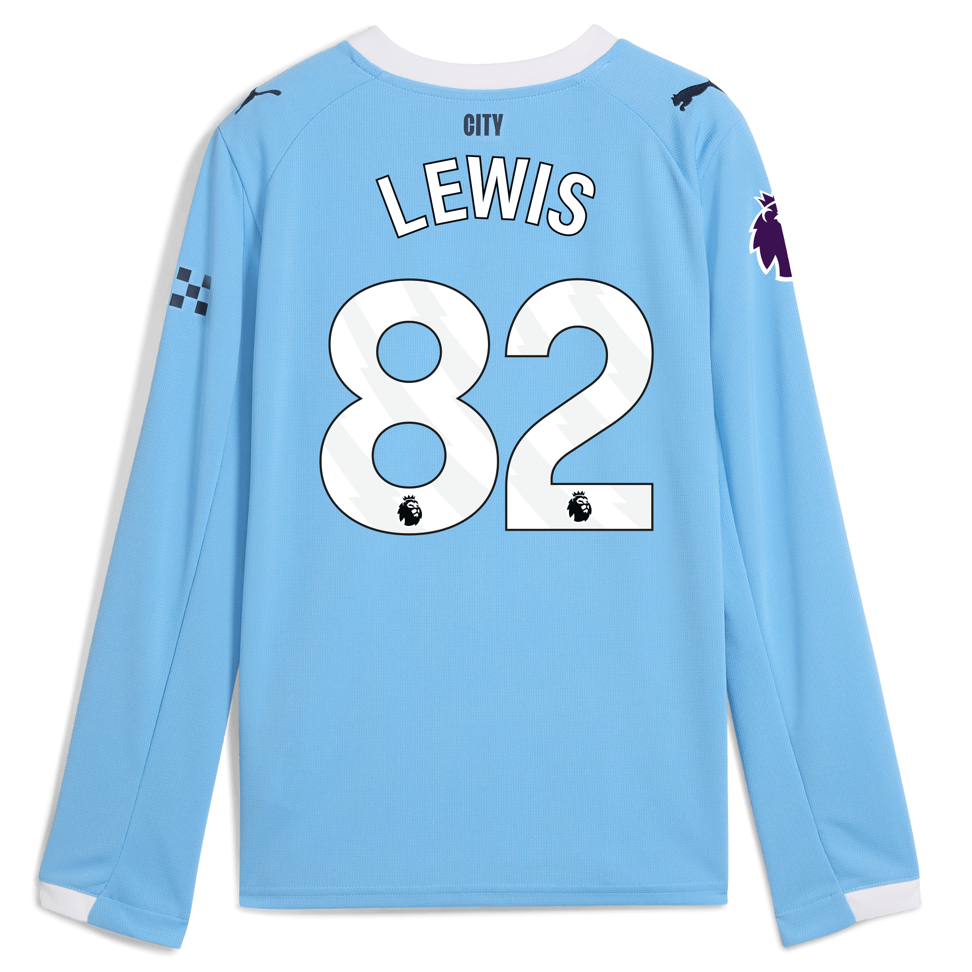 kids manchester city premier league home jersey 202526 long sleeve with lewis 82 printing Manchester City Shirts | Official Team Gear