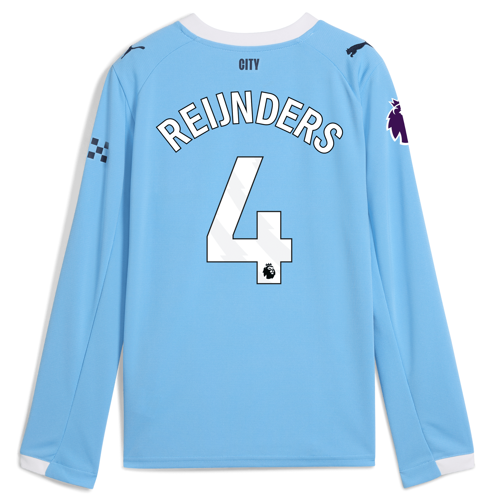 kids manchester city premier league home jersey 202526 long sleeve with reijnders 4 printing Manchester City Shirts | Official Team Gear