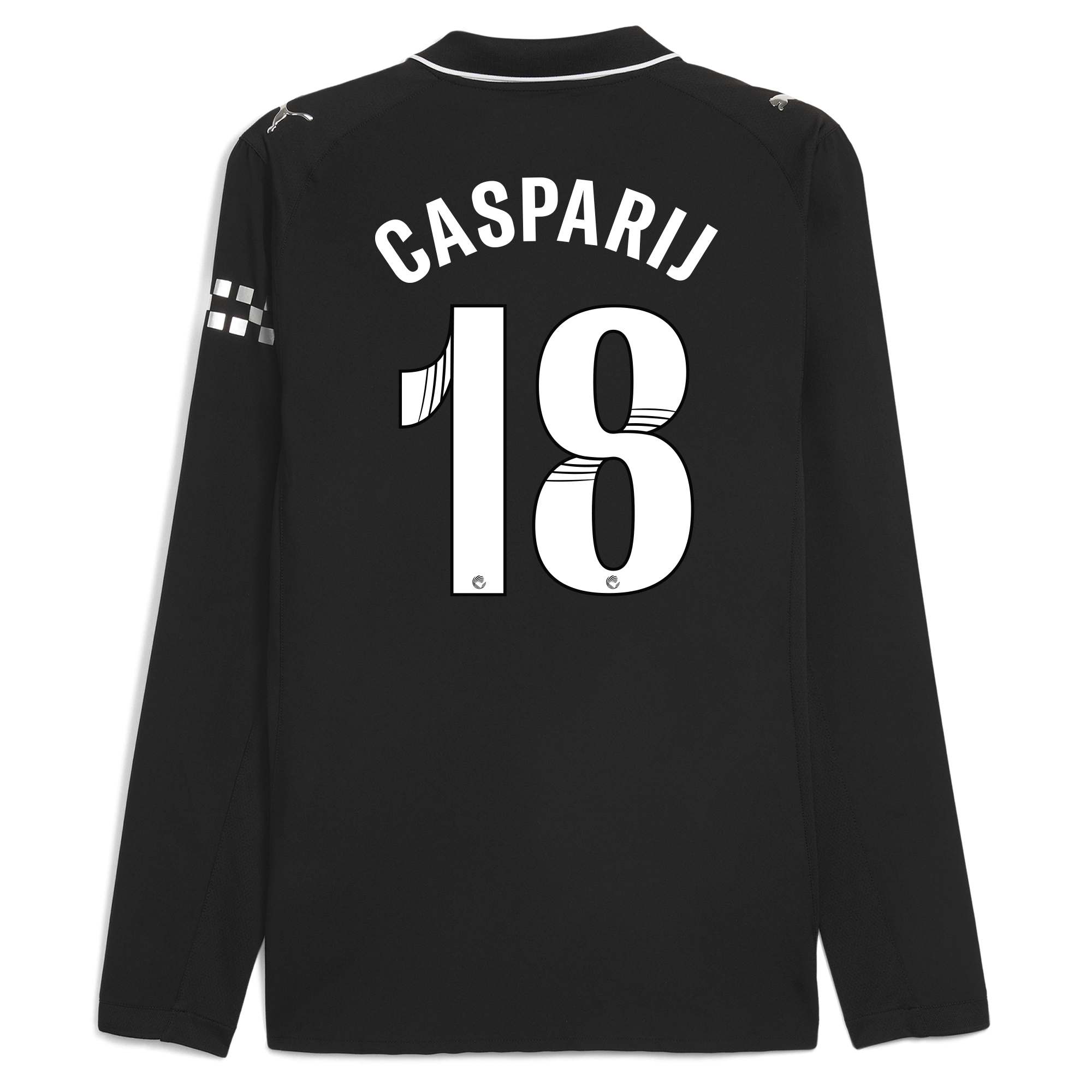 manchester city away authentic jersey 202526 long sleeve with casparij 18 printing Manchester City Shirts | Official Team Gear
