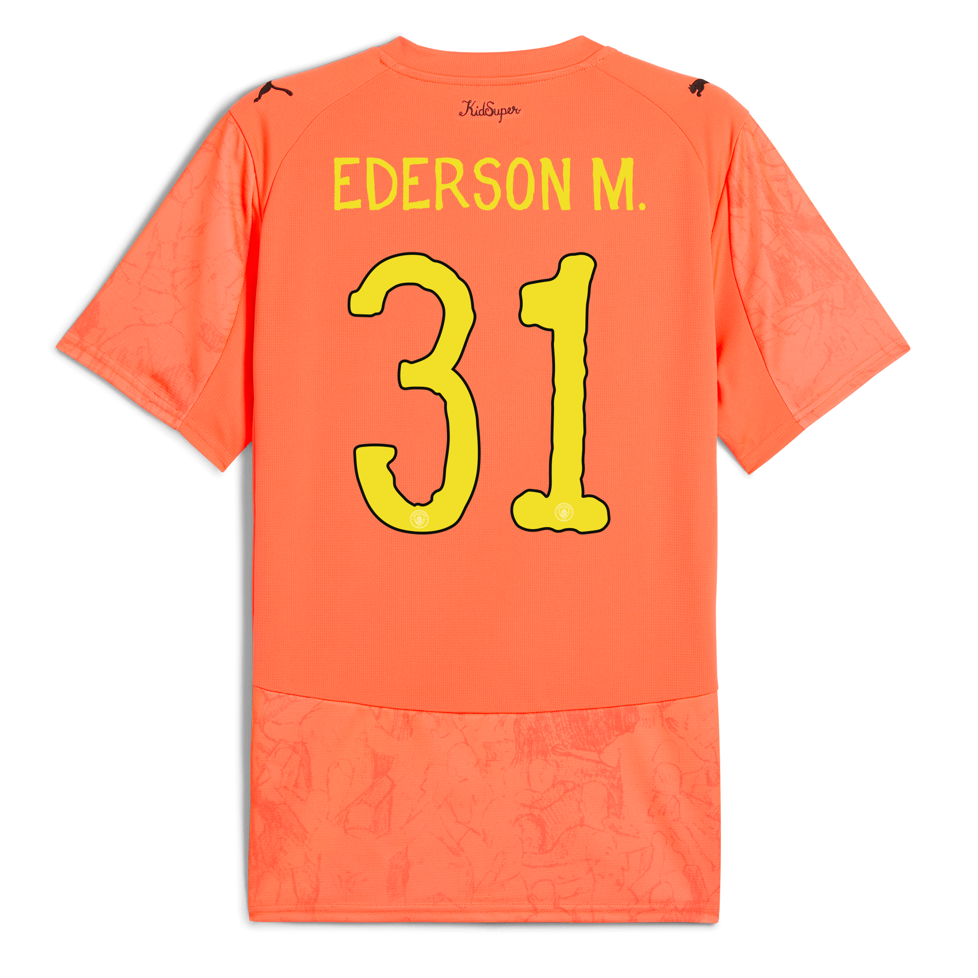 manchester city gk kidsuper jersey orange 202526 with ederson m. 31 printing Manchester City Shirts | Official Team Gear