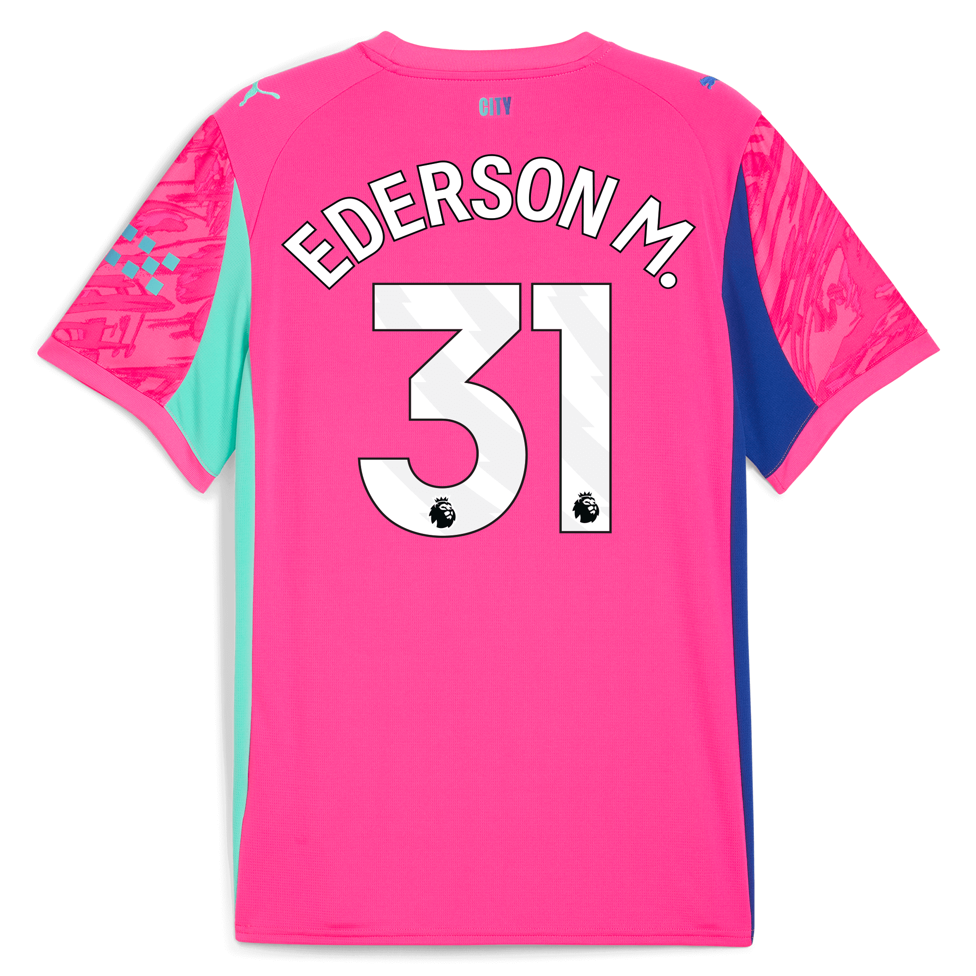 manchester city goalkeeper jersey pink 202526 with ederson m. 31 printing Manchester City Shirts | Official Team Gear