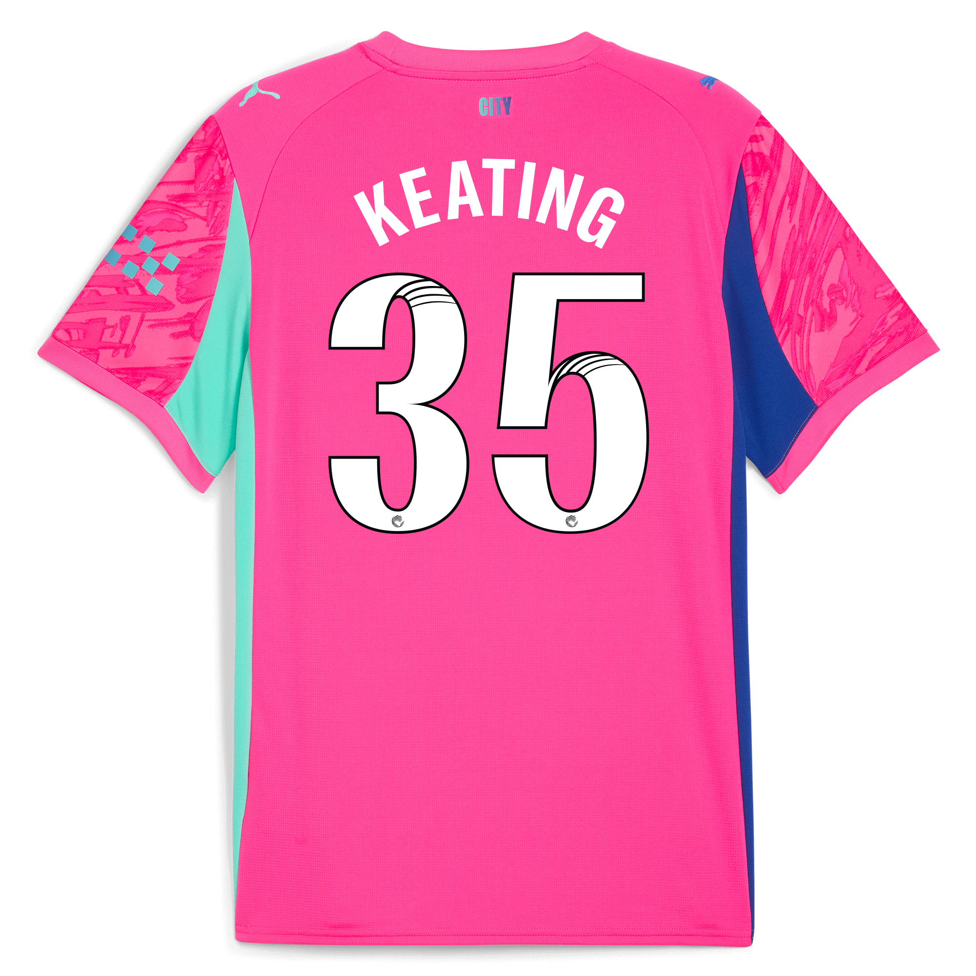 manchester city goalkeeper jersey pink 202526 with keating 35 printing Manchester City Shirts | Official Team Gear