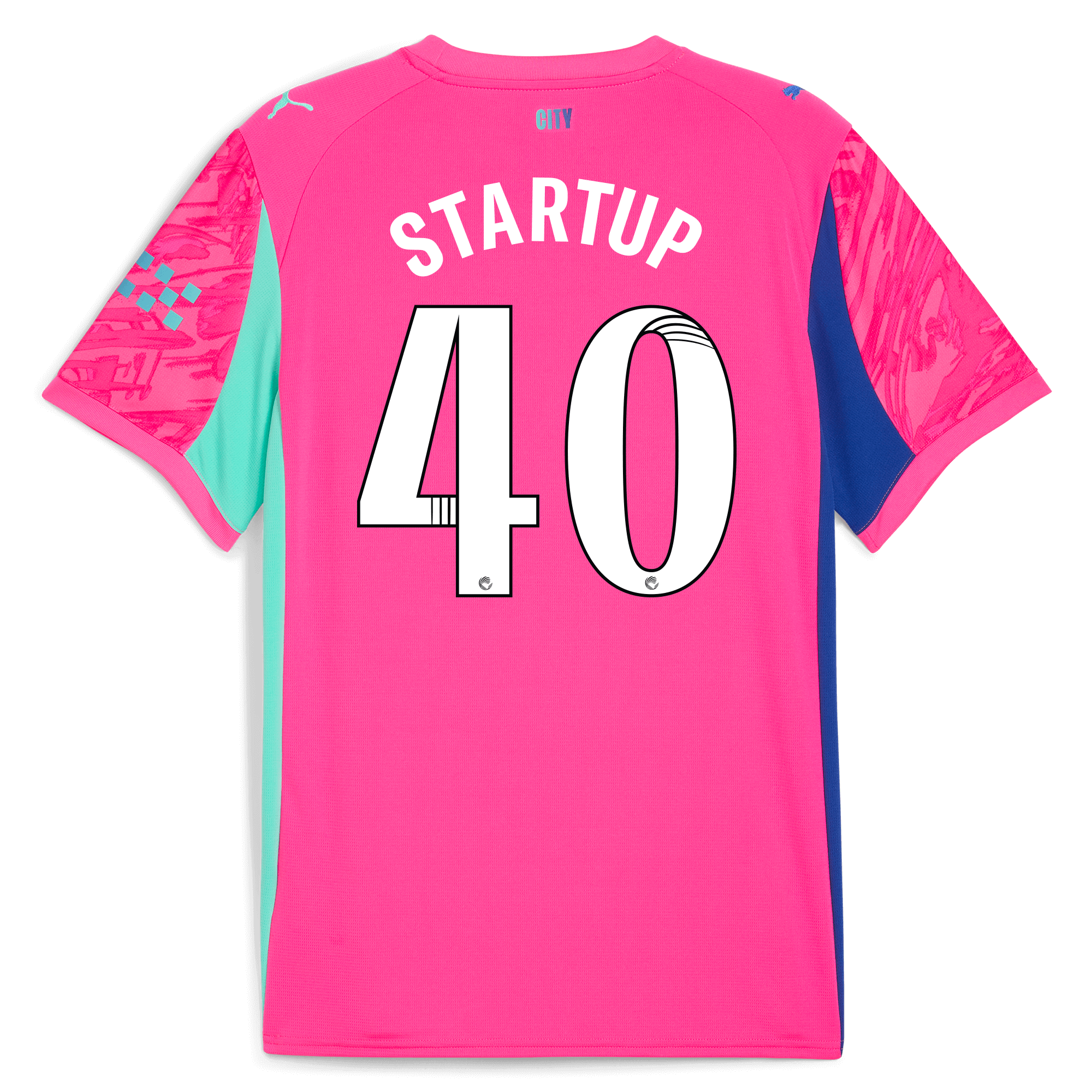 manchester city goalkeeper jersey pink 202526 with startup 40 printing Manchester City Shirts | Official Team Gear