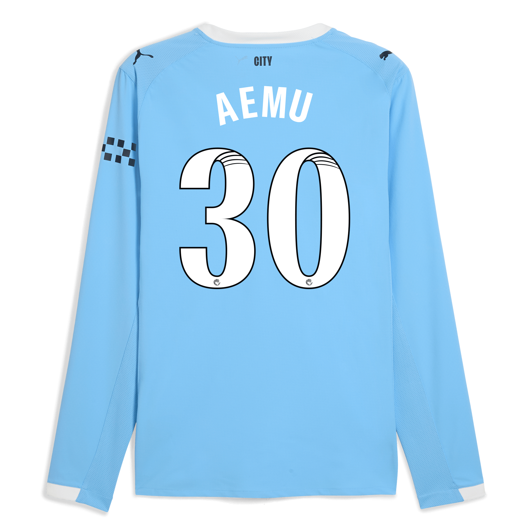 manchester city home authentic jersey 202526 long sleeve with aemu 30 printing Manchester City Shirts | Official Team Gear