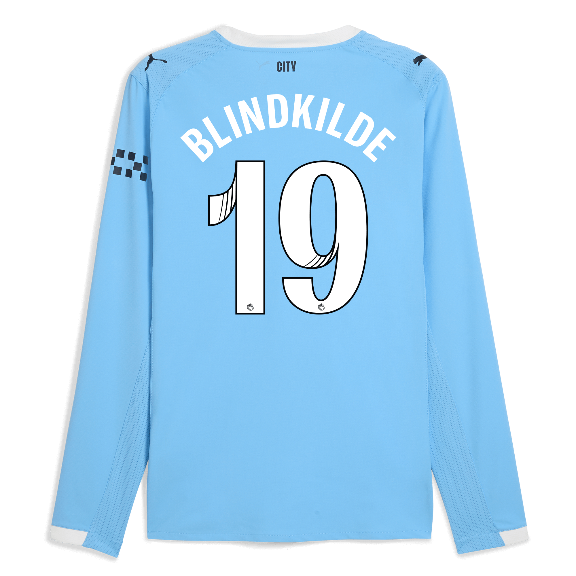 manchester city home authentic jersey 202526 long sleeve with blindkilde 19 printing Manchester City Shirts | Official Team Gear