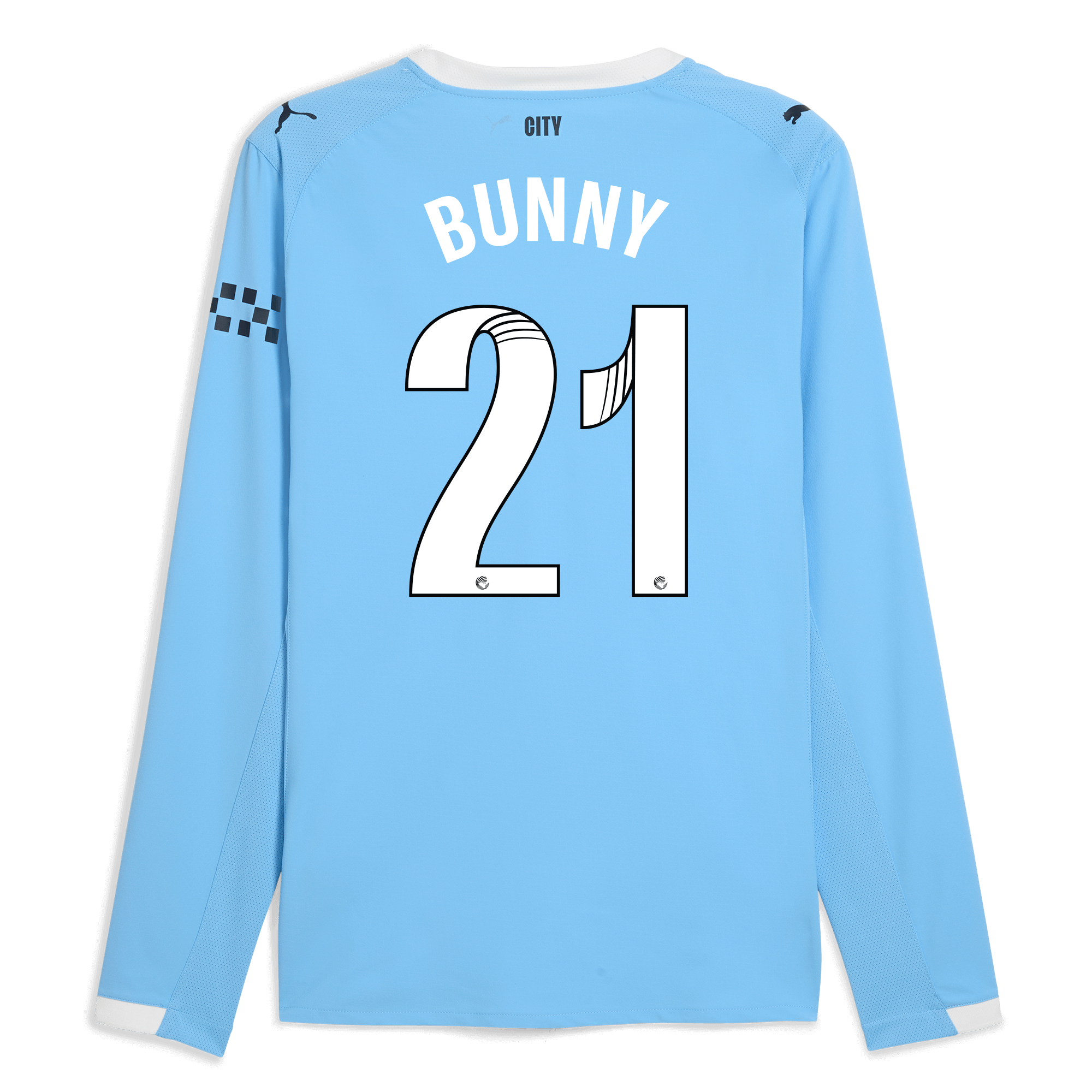 manchester city home authentic jersey 202526 long sleeve with bunny 21 printing Manchester City Shirts | Official Team Gear