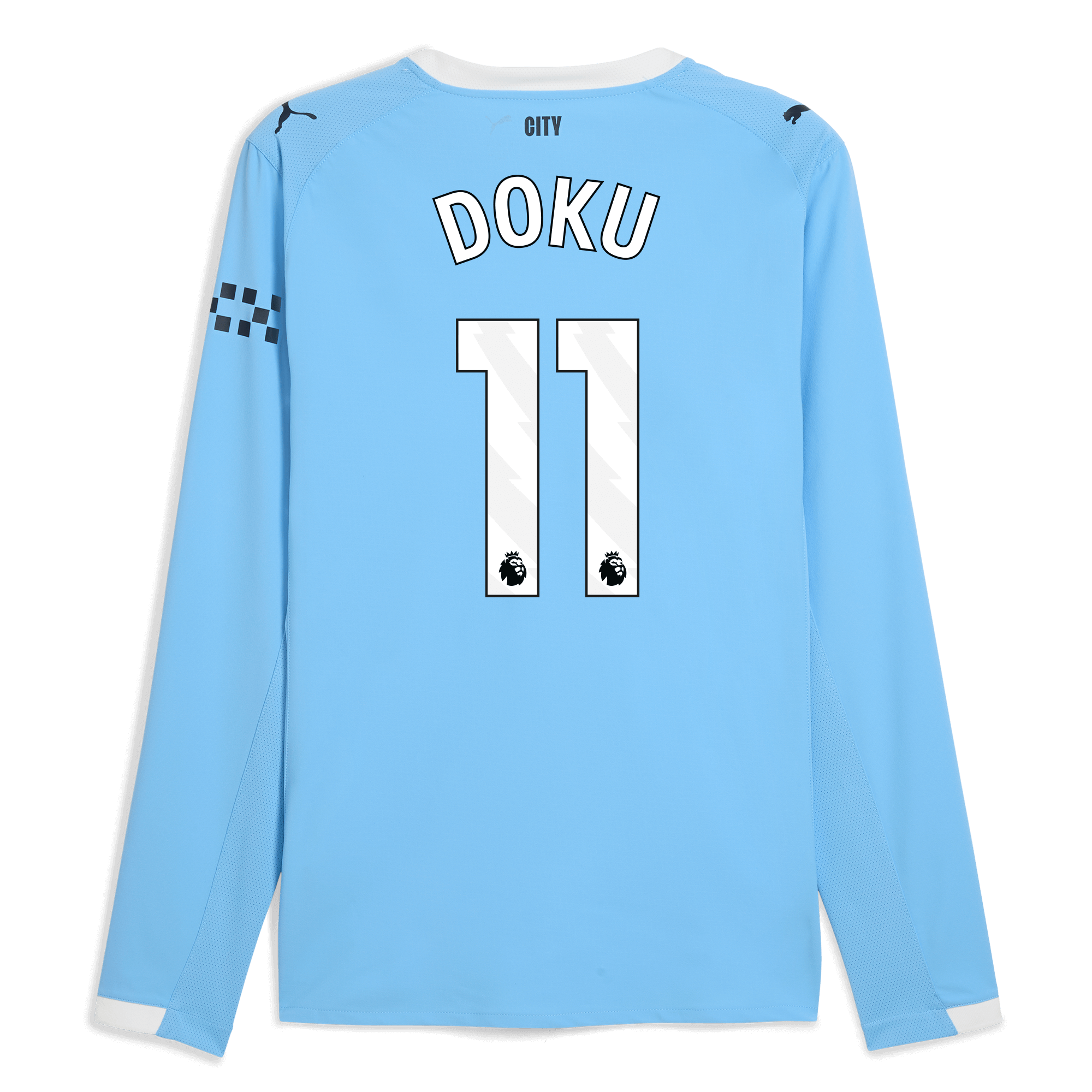 manchester city home authentic jersey 202526 long sleeve with doku 11 printing Manchester City Shirts | Official Team Gear