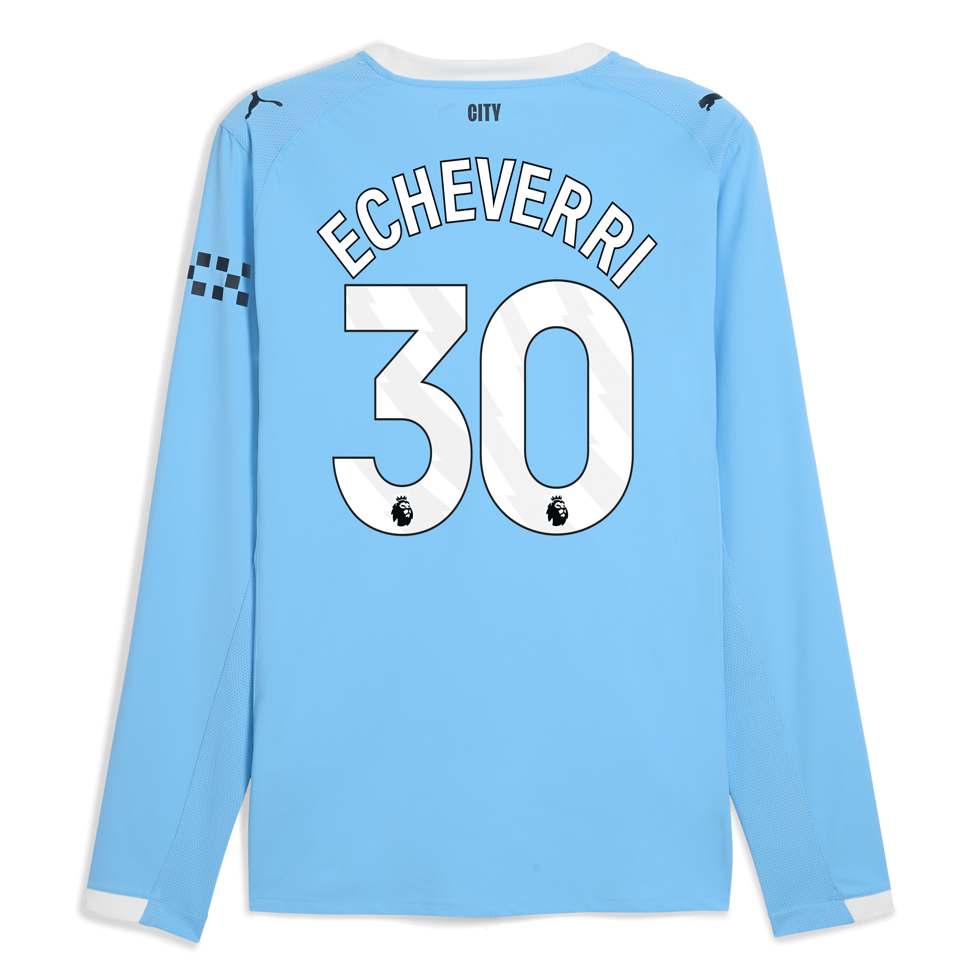 manchester city home authentic jersey 202526 long sleeve with echeverri 30 printing Manchester City Shirts | Official Team Gear