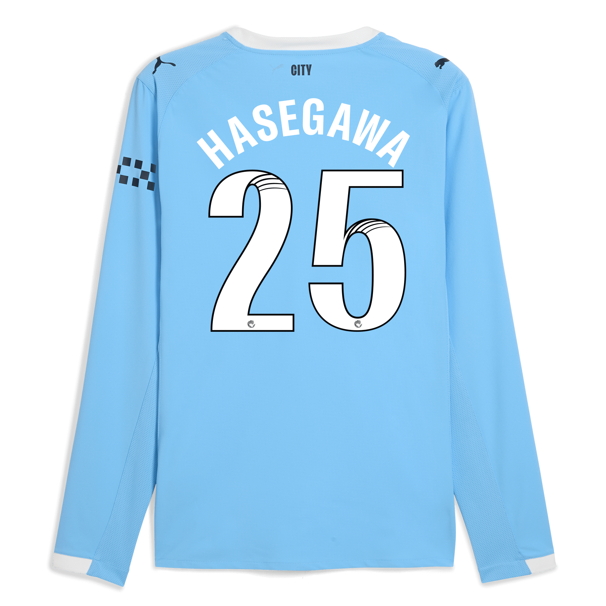 manchester city home authentic jersey 202526 long sleeve with hasegawa 25 printing Manchester City Shirts | Official Team Gear