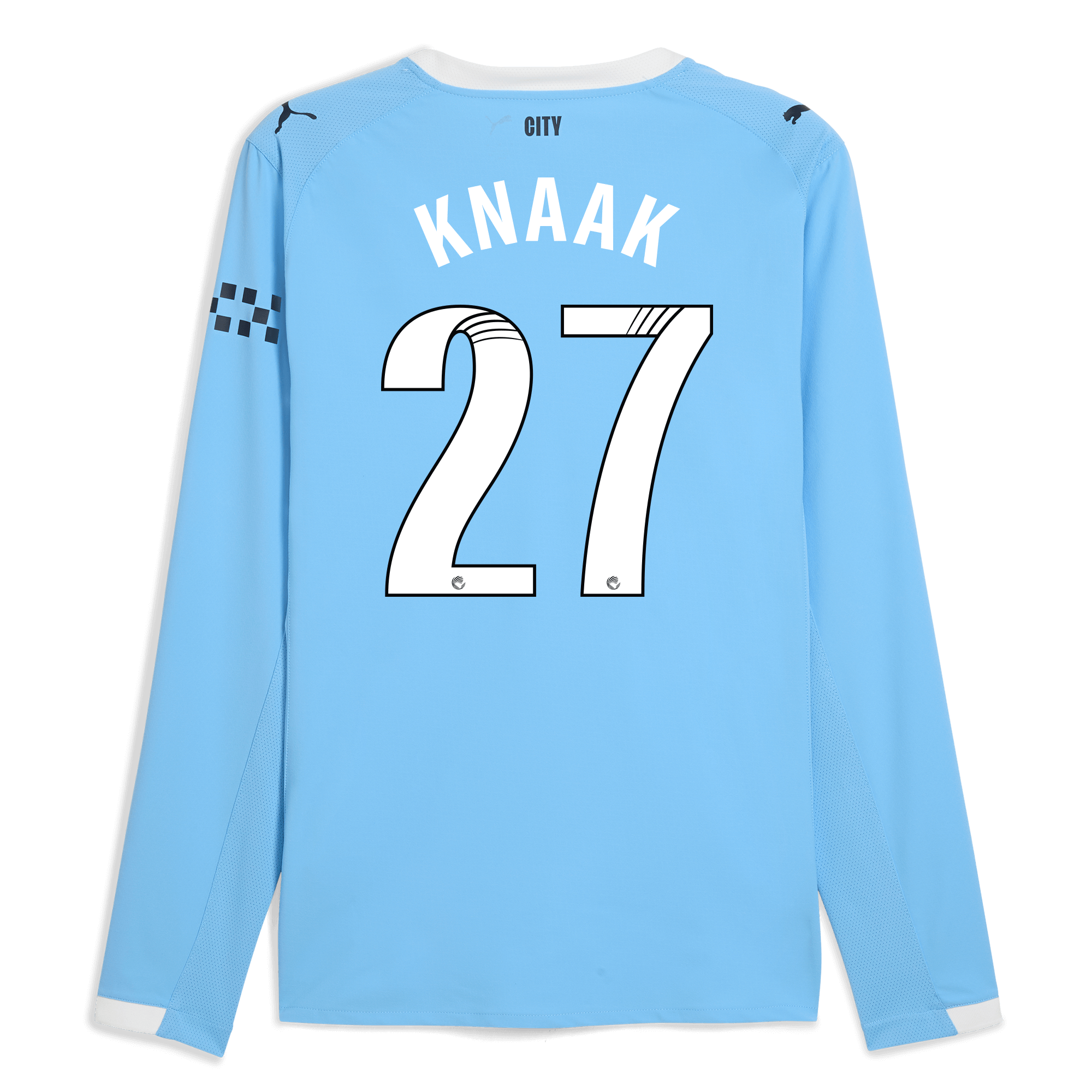 manchester city home authentic jersey 202526 long sleeve with knaak 27 printing Manchester City Shirts | Official Team Gear
