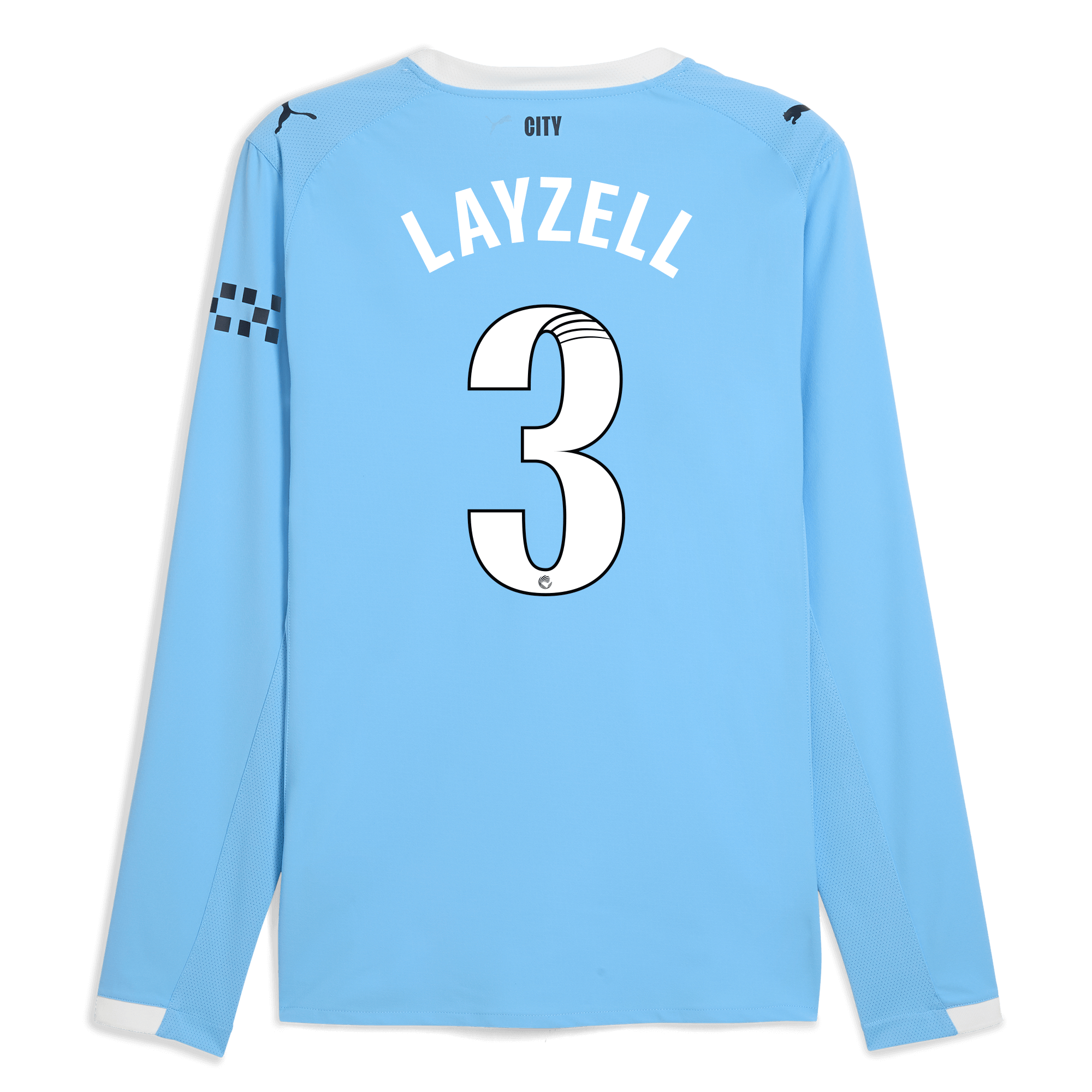 manchester city home authentic jersey 202526 long sleeve with layzell 3 printing Manchester City Shirts | Official Team Gear