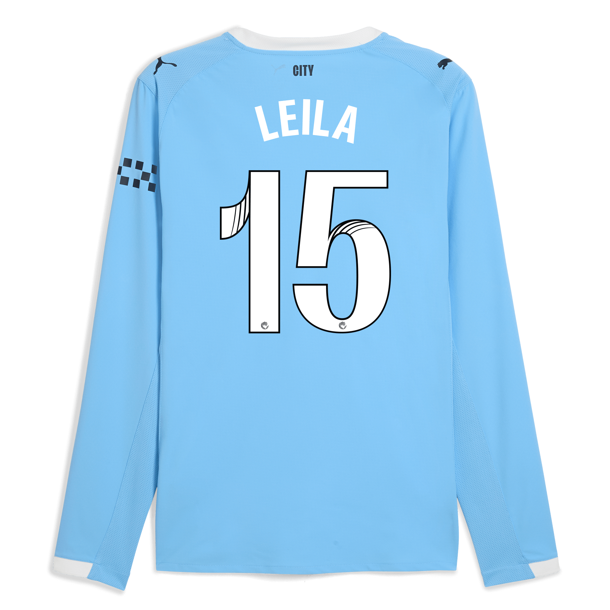 manchester city home authentic jersey 202526 long sleeve with leila 15 printing Manchester City Shirts | Official Team Gear