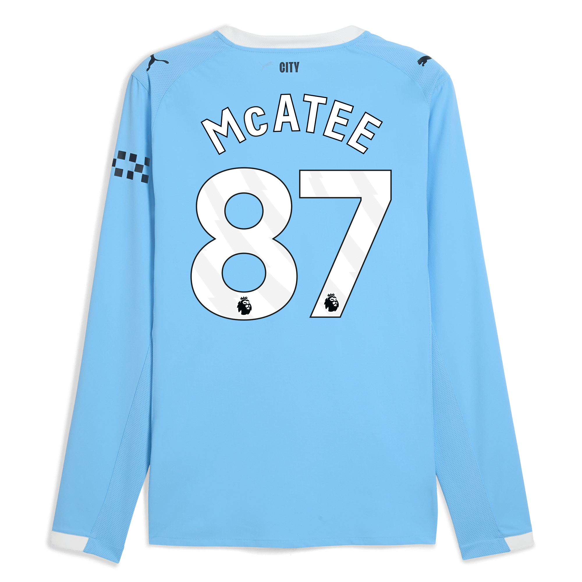 manchester city home authentic jersey 202526 long sleeve with mcatee 87 printing Manchester City Shirts | Official Team Gear