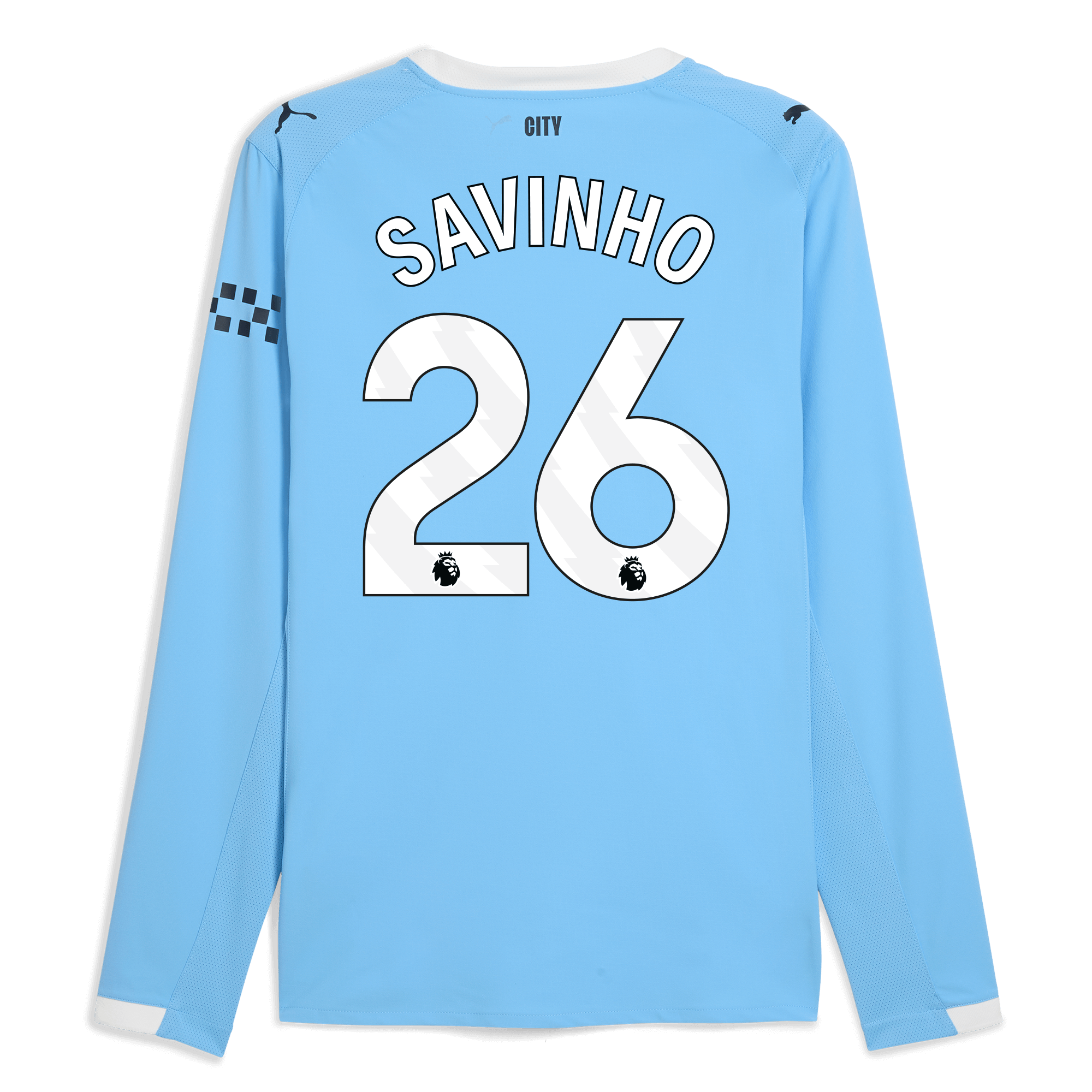 manchester city home authentic jersey 202526 long sleeve with savinho 26 printing Manchester City Shirts | Official Team Gear