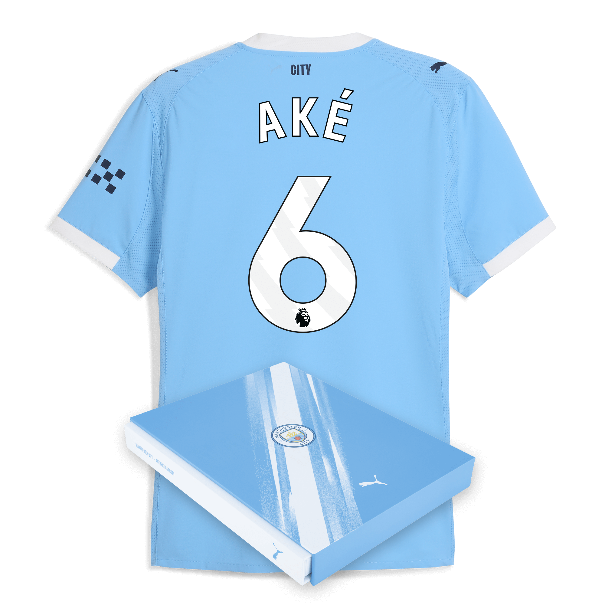 manchester city home authentic jersey 202526 with akÉ 6 printing in gift box Manchester City Shirts | Official Team Gear