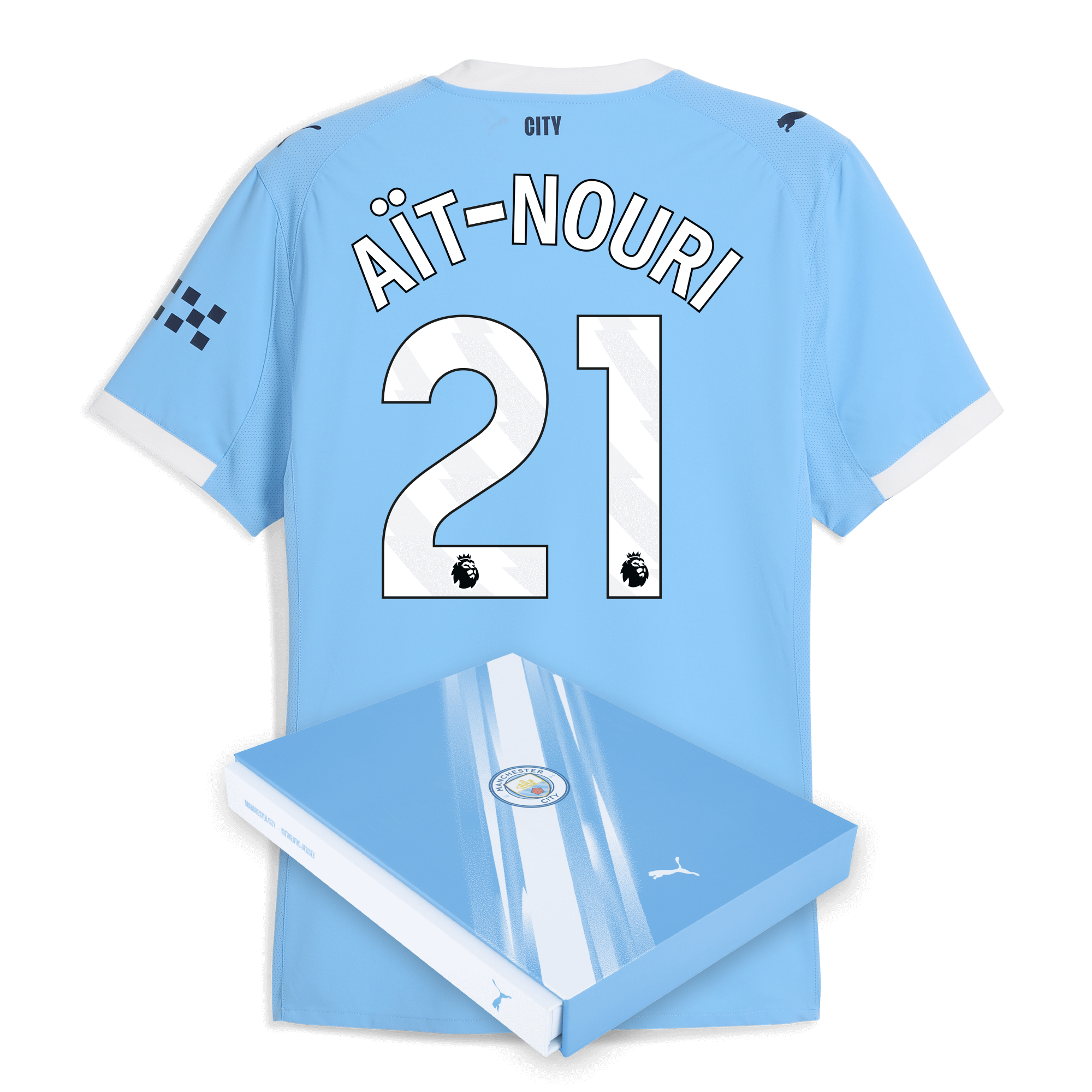 manchester city home authentic jersey 202526 with aÏt-nouri 21 printing in gift box Manchester City Shirts | Official Team Gear