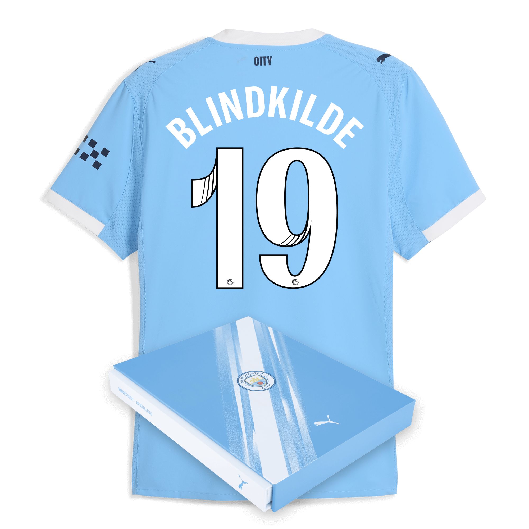 manchester city home authentic jersey 202526 with blindkilde 19 printing in gift box Manchester City Shirts | Official Team Gear