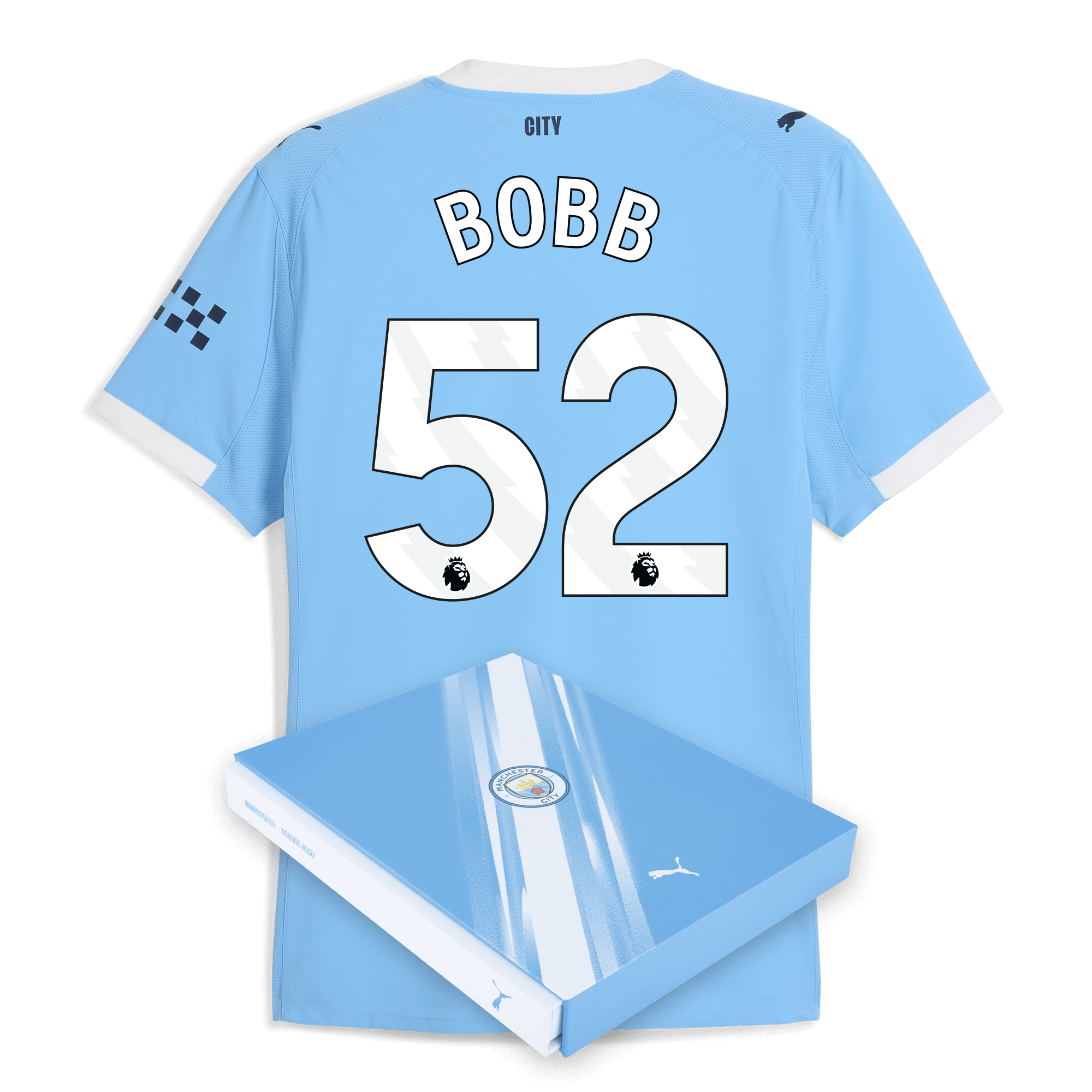manchester city home authentic jersey 202526 with bobb 52 printing in gift box Manchester City Shirts | Official Team Gear