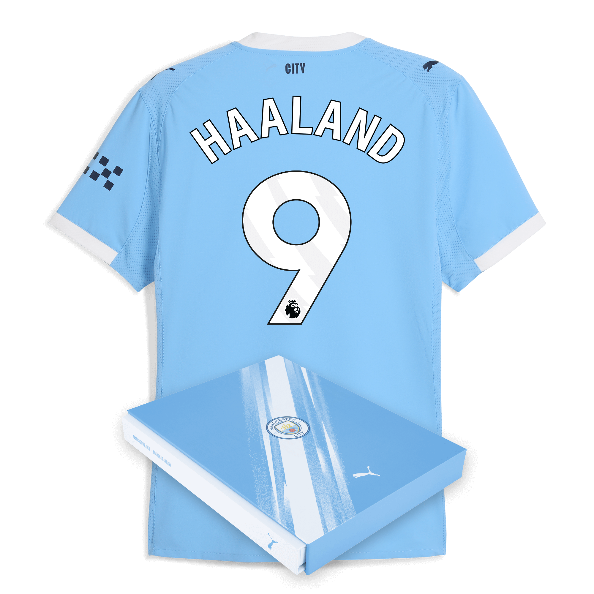 manchester city home authentic jersey 202526 with haaland 9 printing in gift box Manchester City Shirts | Official Team Gear