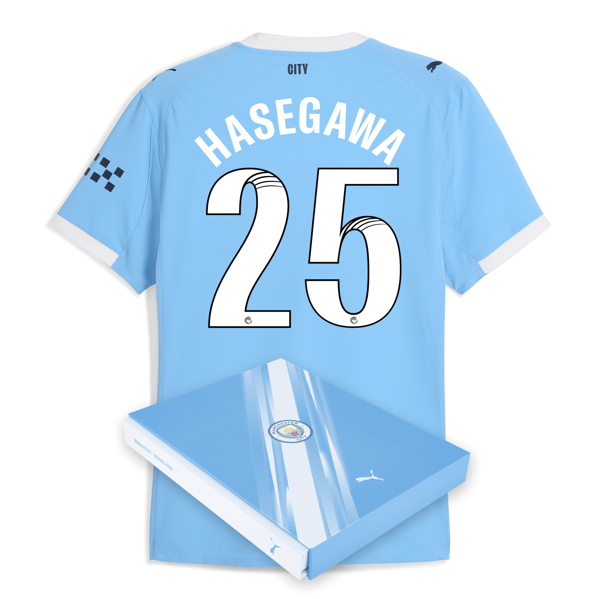 manchester city home authentic jersey 202526 with hasegawa 25 printing in gift box Manchester City Shirts | Official Team Gear