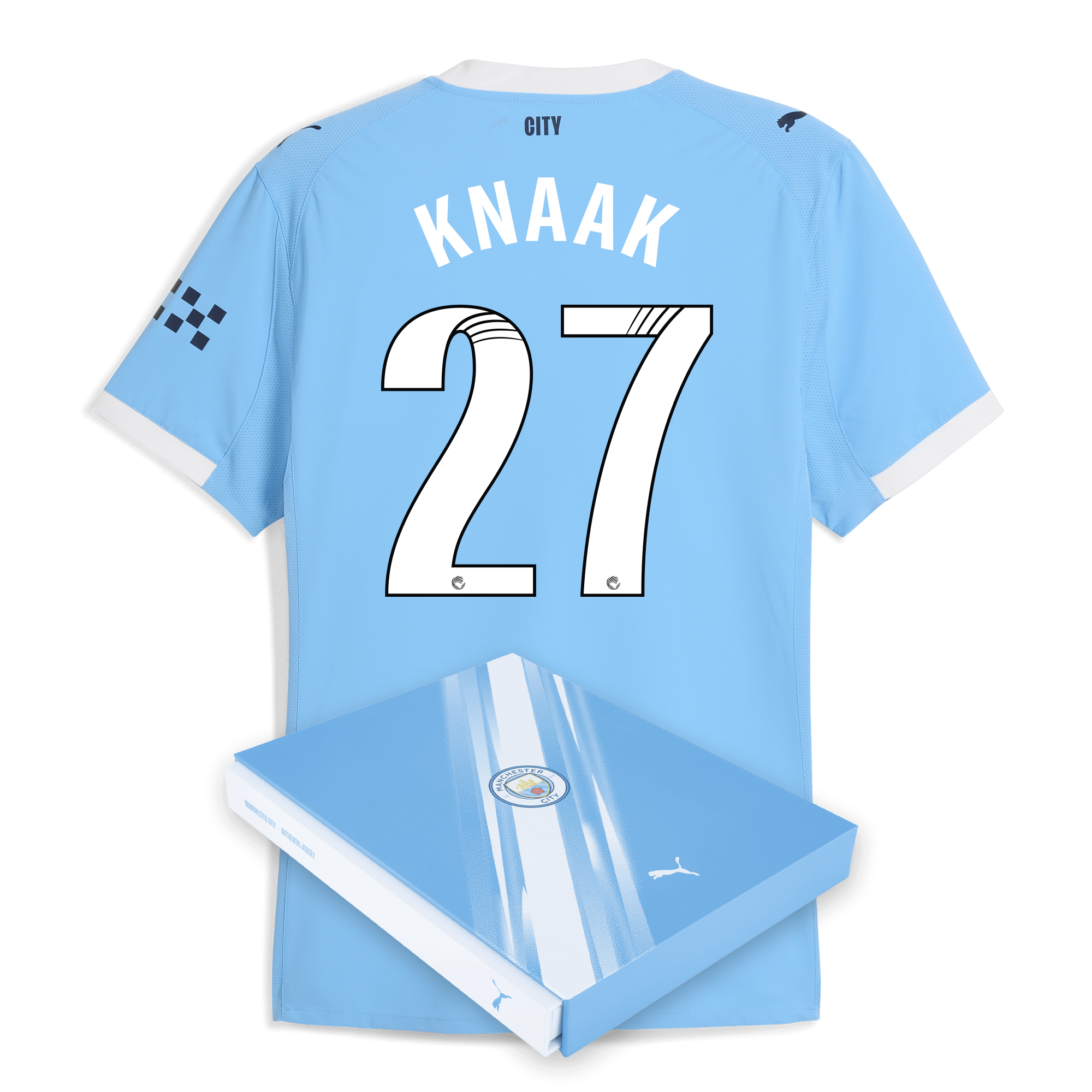 manchester city home authentic jersey 202526 with knaak 27 printing in gift box Manchester City Shirts | Official Team Gear