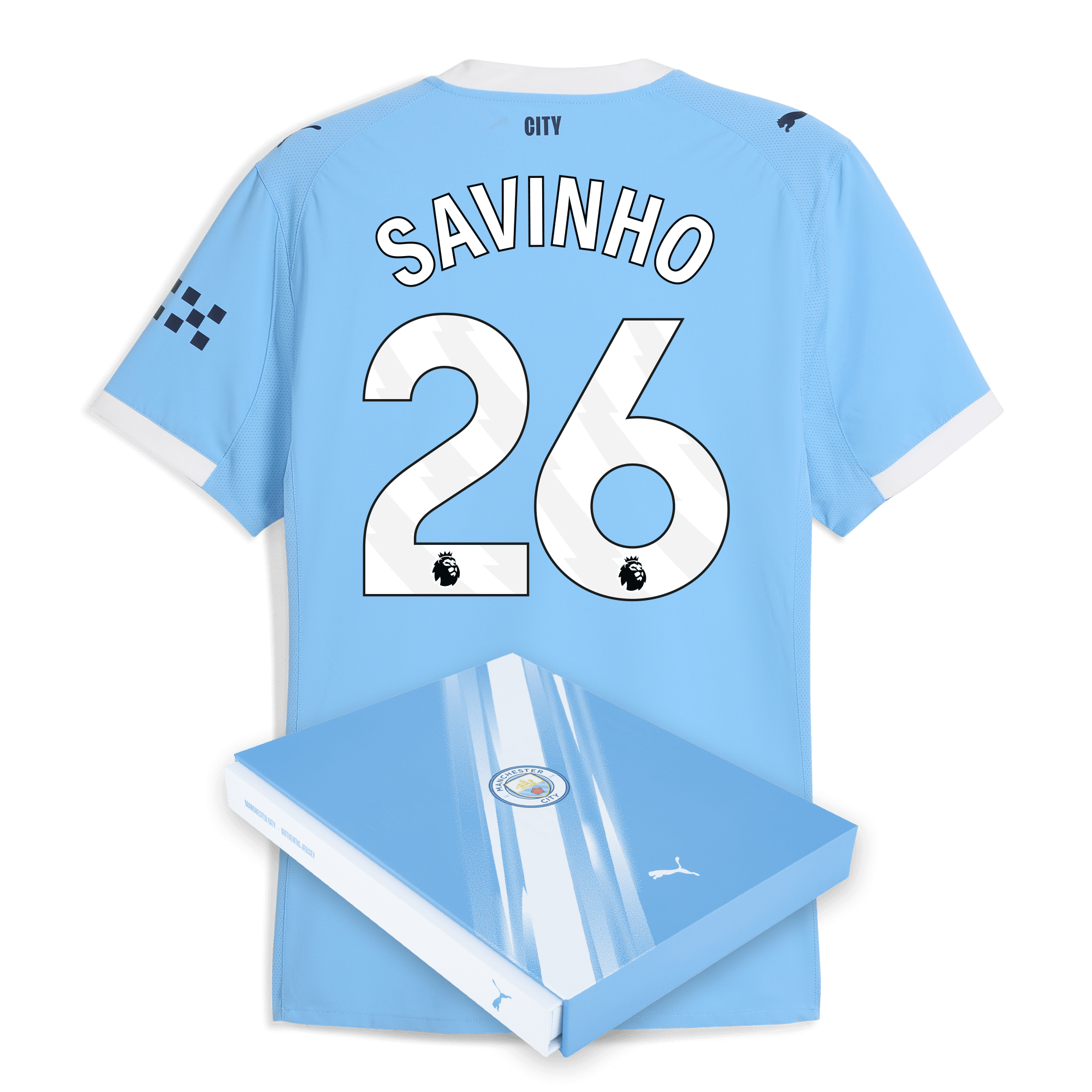 manchester city home authentic jersey 202526 with savinho 26 printing in gift box Manchester City Shirts | Official Team Gear