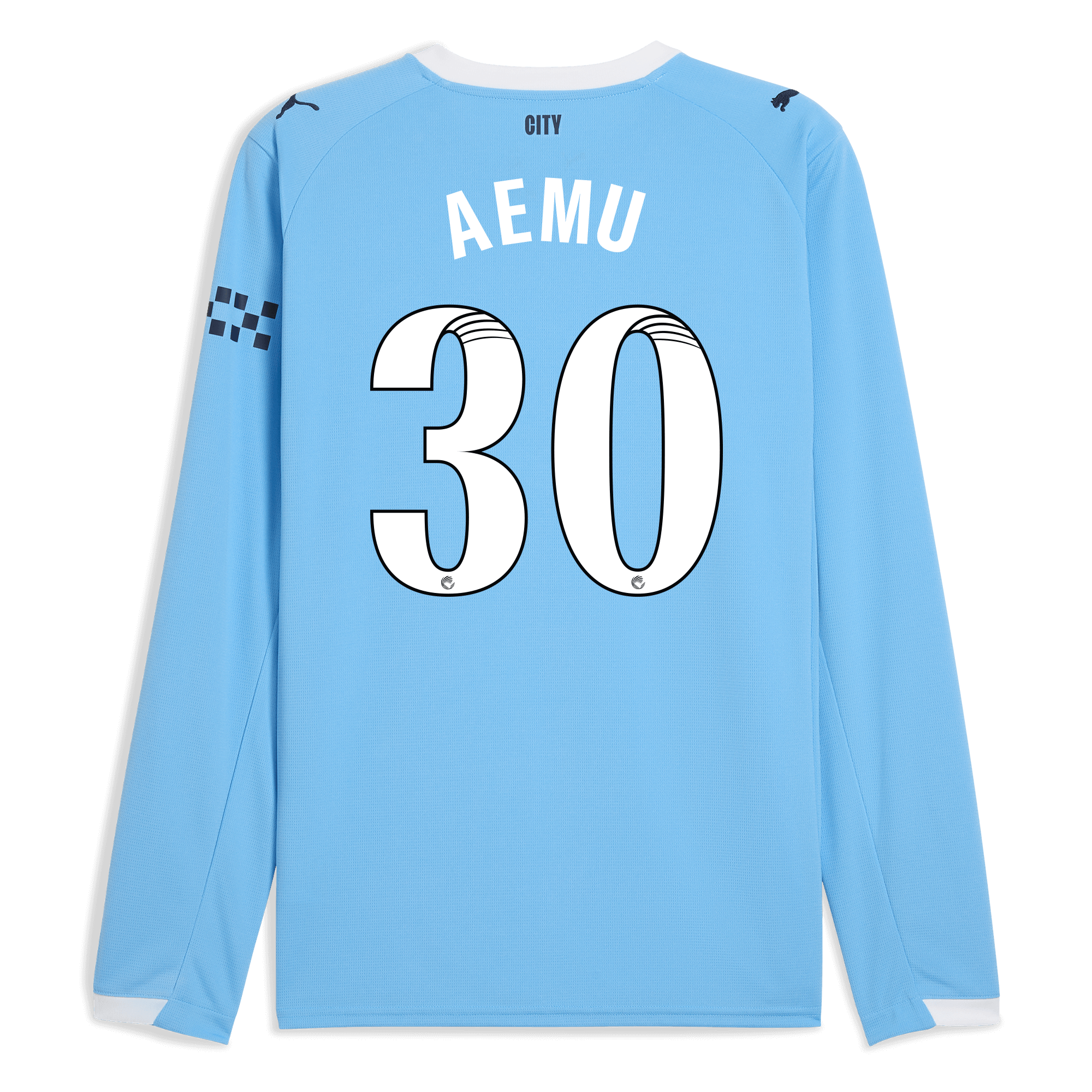 manchester city home jersey 202526 long sleeve with aemu 30 printing Manchester City Shirts | Official Team Gear