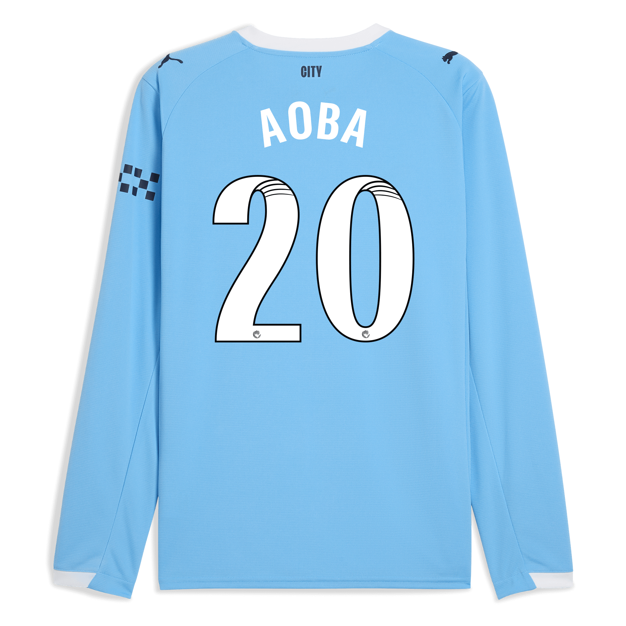 manchester city home jersey 202526 long sleeve with aoba 20 printing Manchester City Shirts | Official Team Gear