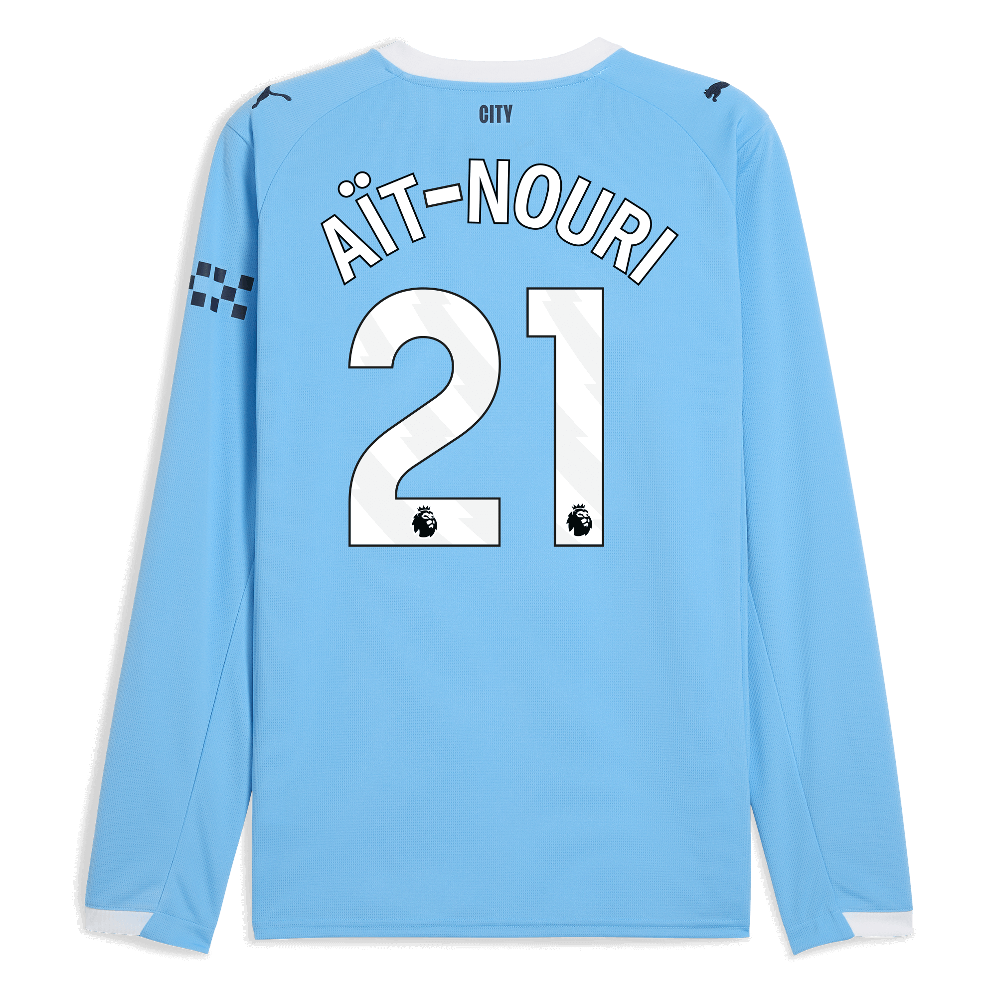 manchester city home jersey 202526 long sleeve with aÏt-nouri 21 printing Manchester City Shirts | Official Team Gear