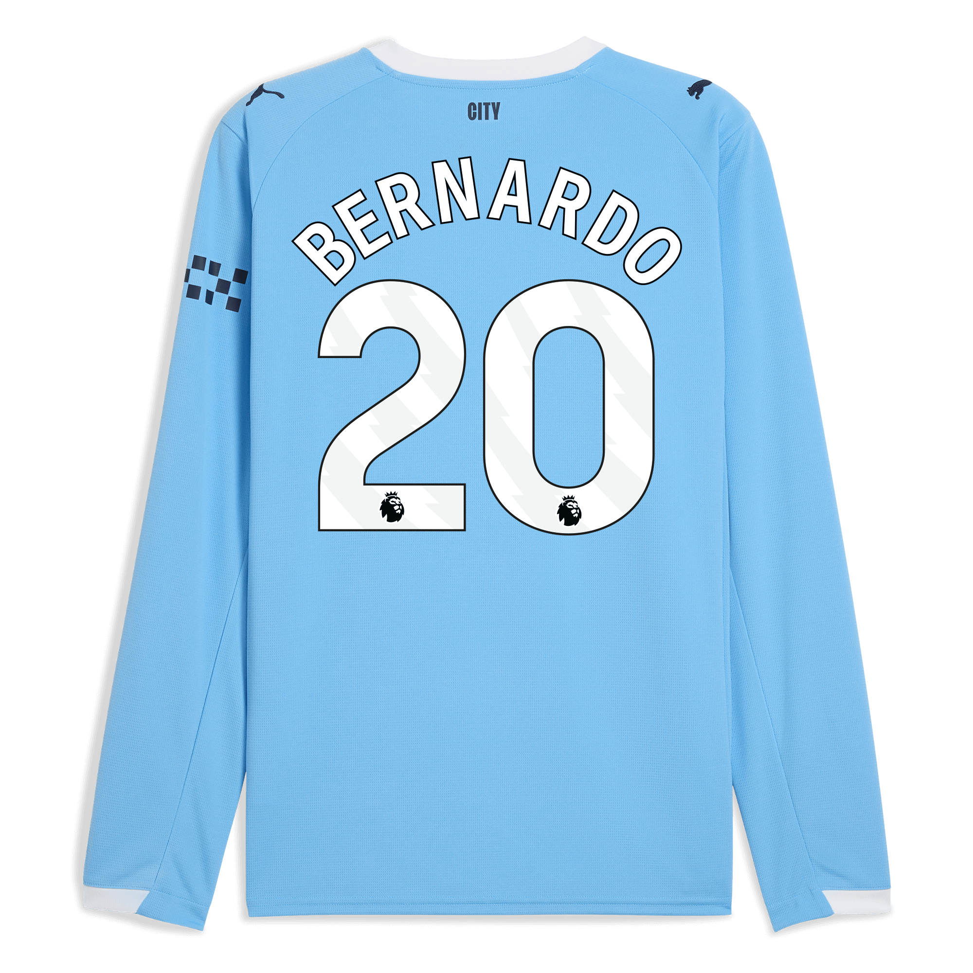 manchester city home jersey 202526 long sleeve with bernardo 20 printing Manchester City Shirts | Official Team Gear
