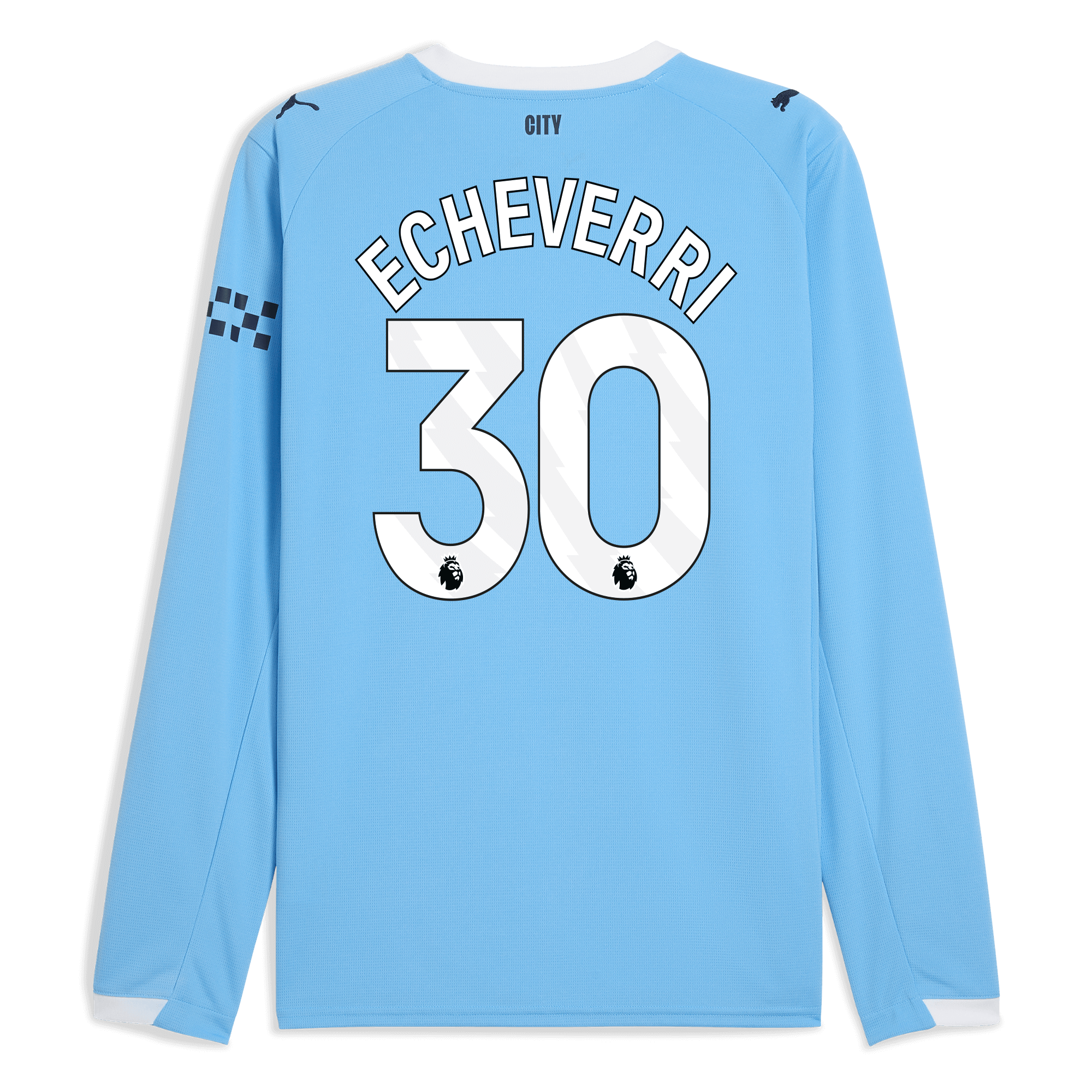 manchester city home jersey 202526 long sleeve with echeverri 30 printing Manchester City Shirts | Official Team Gear