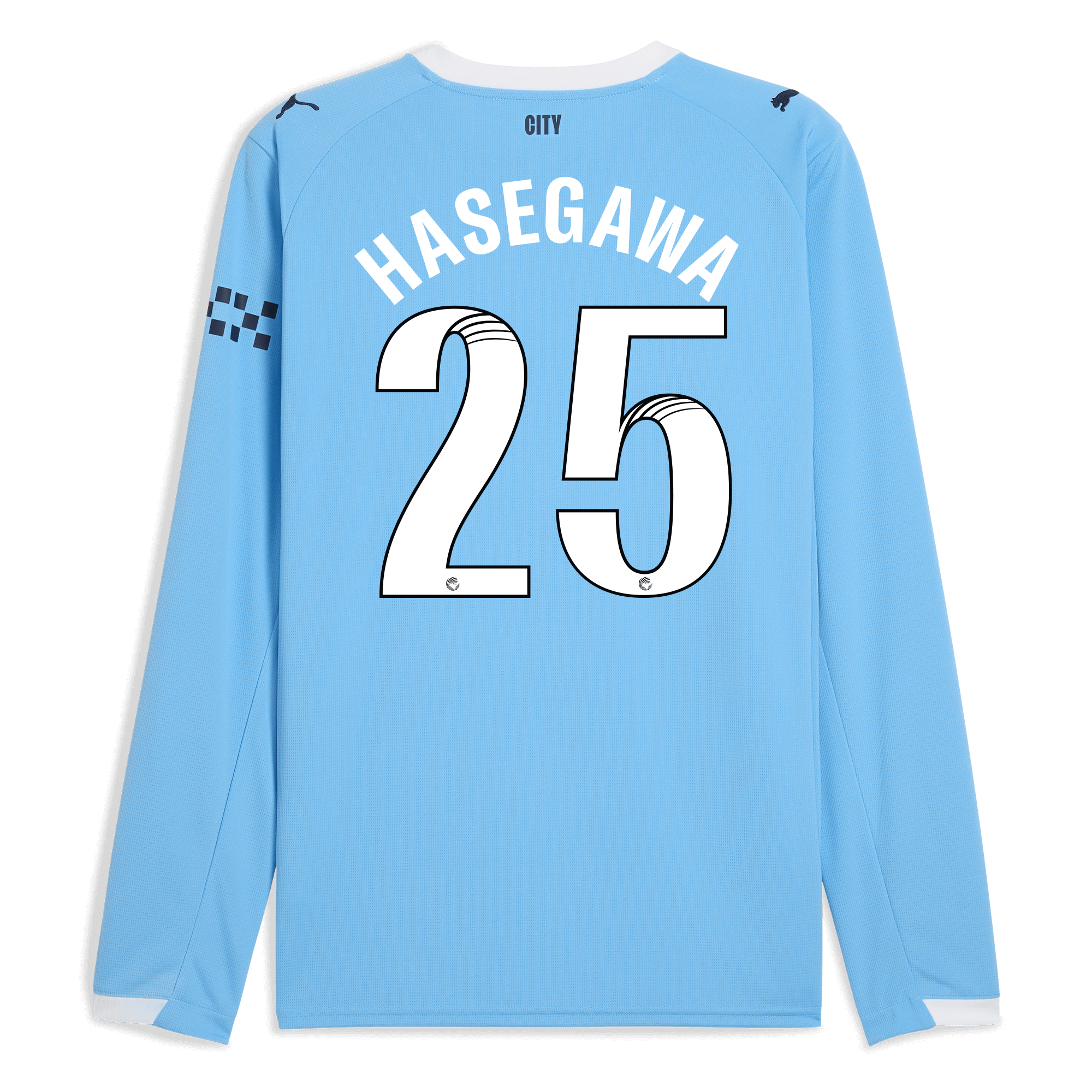 manchester city home jersey 202526 long sleeve with hasegawa 25 printing Manchester City Shirts | Official Team Gear