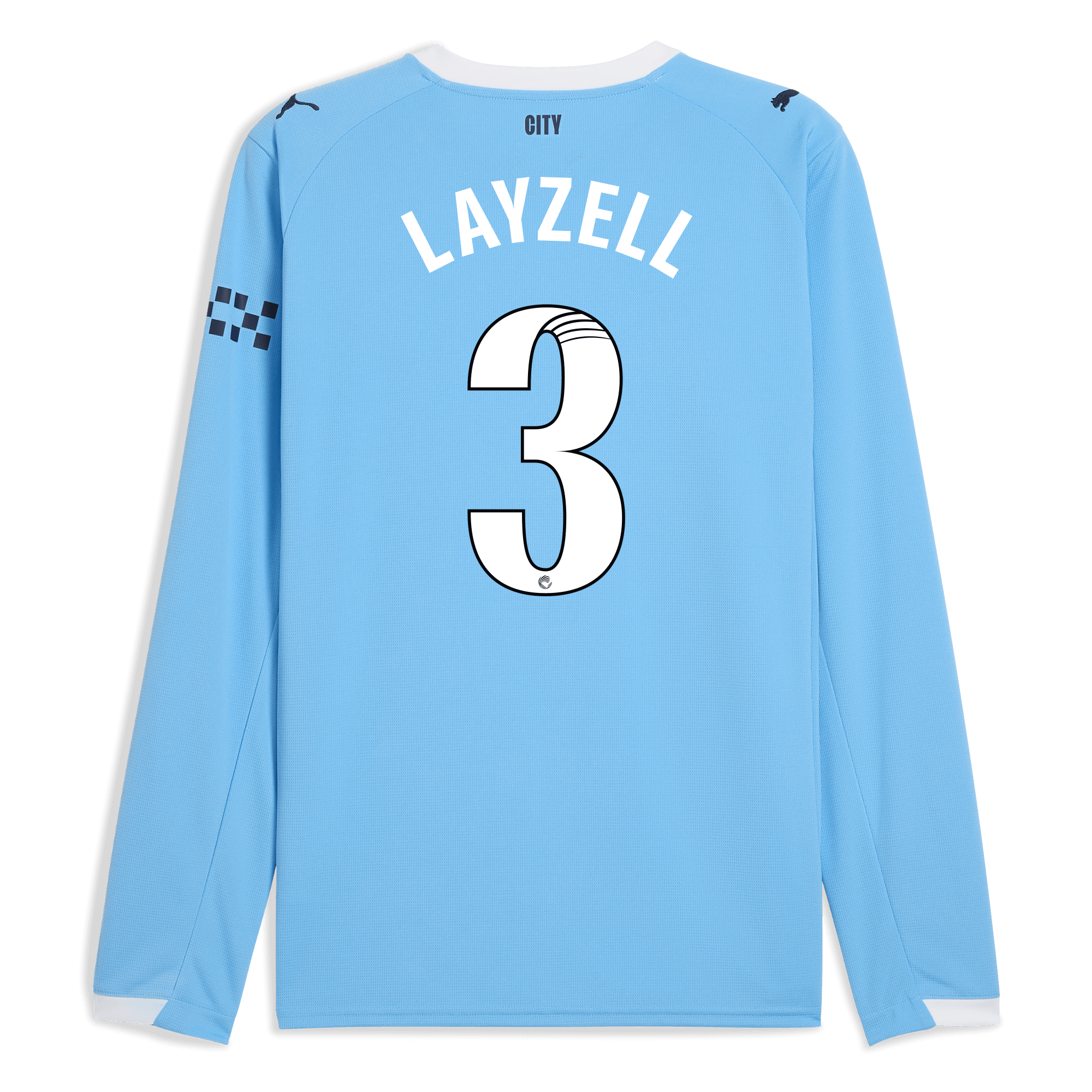 manchester city home jersey 202526 long sleeve with layzell 3 printing Manchester City Shirts | Official Team Gear