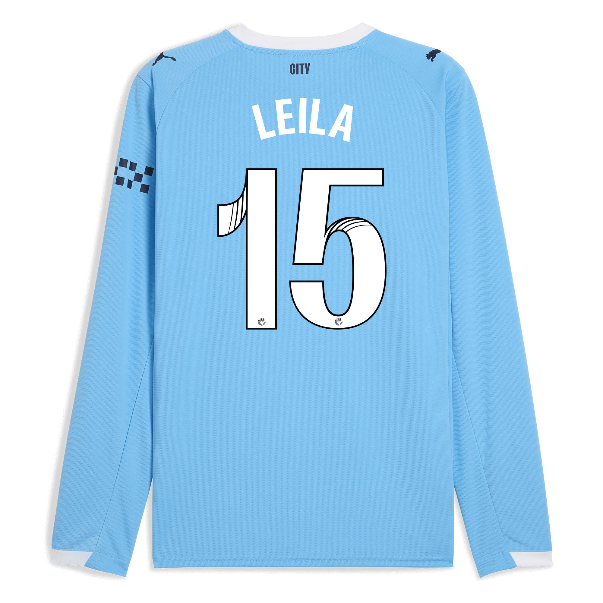 manchester city home jersey 202526 long sleeve with leila 15 printing Manchester City Shirts | Official Team Gear