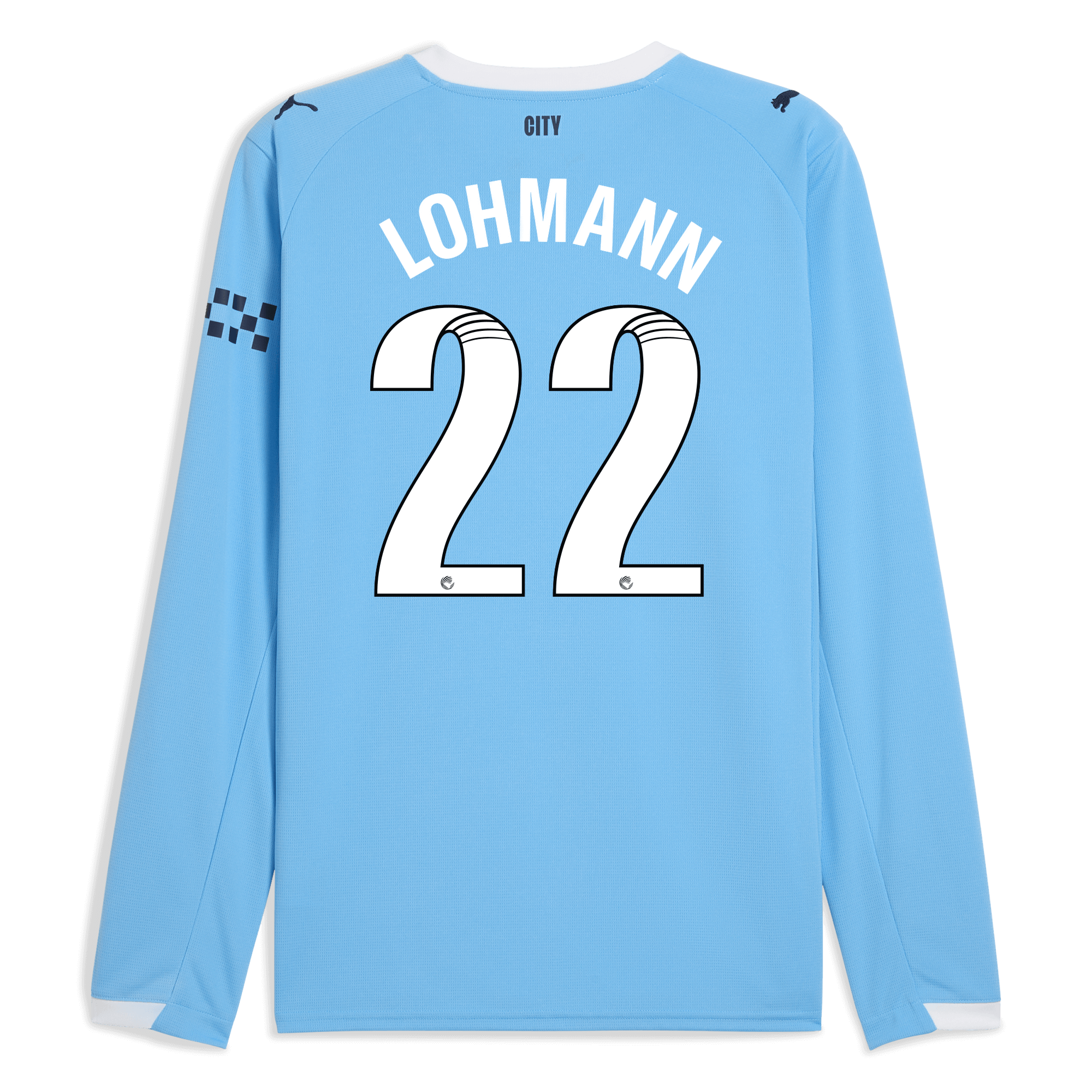 manchester city home jersey 202526 long sleeve with lohmann 22 printing Manchester City Shirts | Official Team Gear