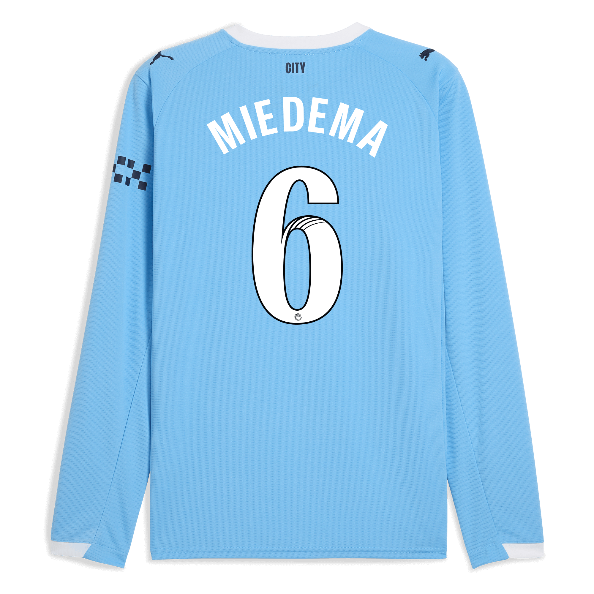 manchester city home jersey 202526 long sleeve with miedema 6 printing Manchester City Shirts | Official Team Gear